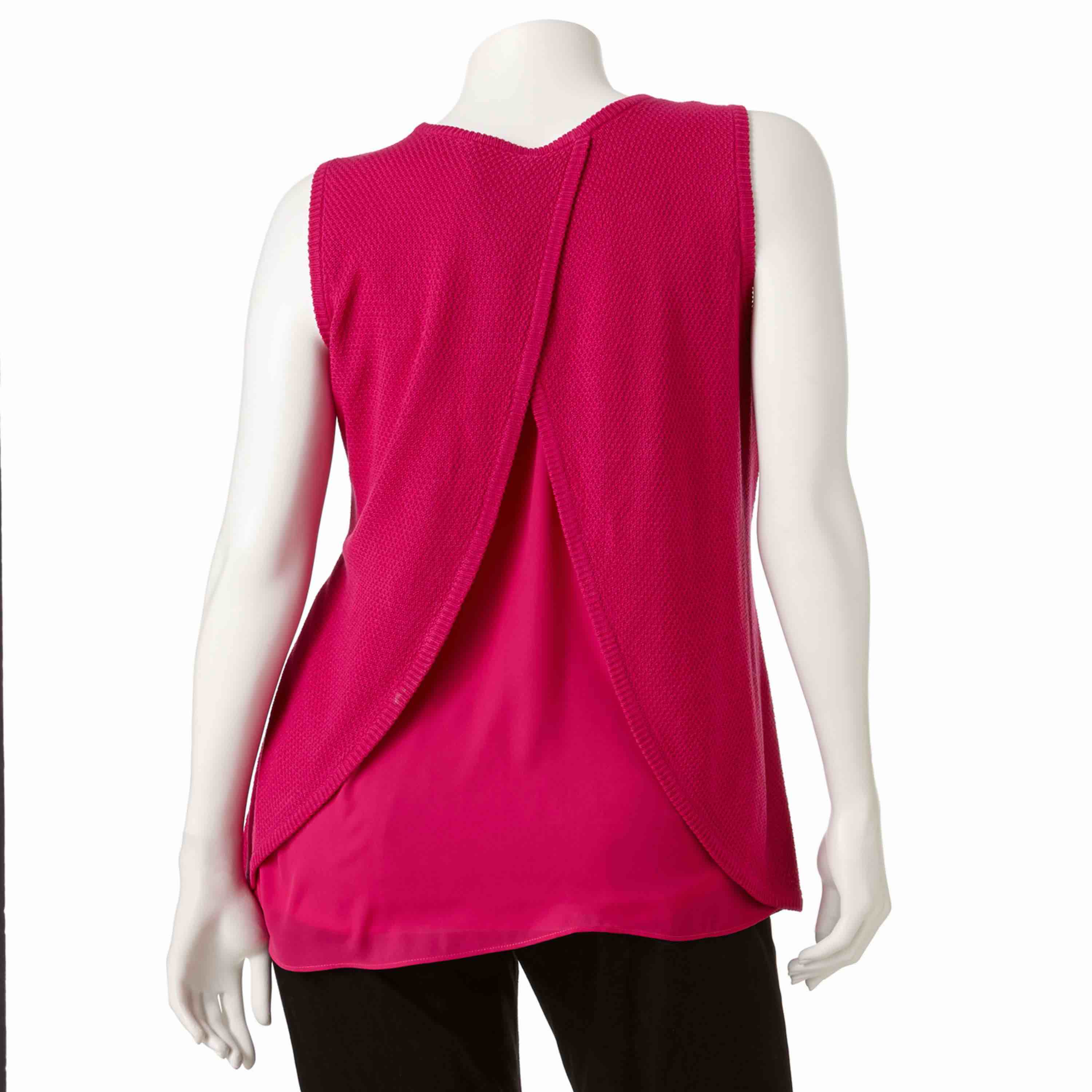 Plus Size Apt. 9 Textured Sweater Chiffon Mix Tank 2X Neon 