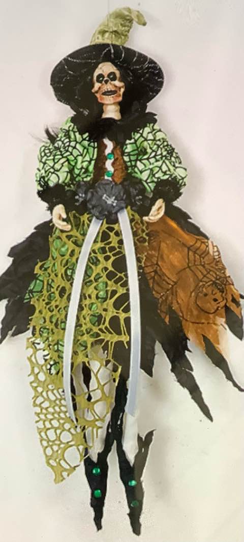 Skeleton 8” Witch Dress Decoration - Green 