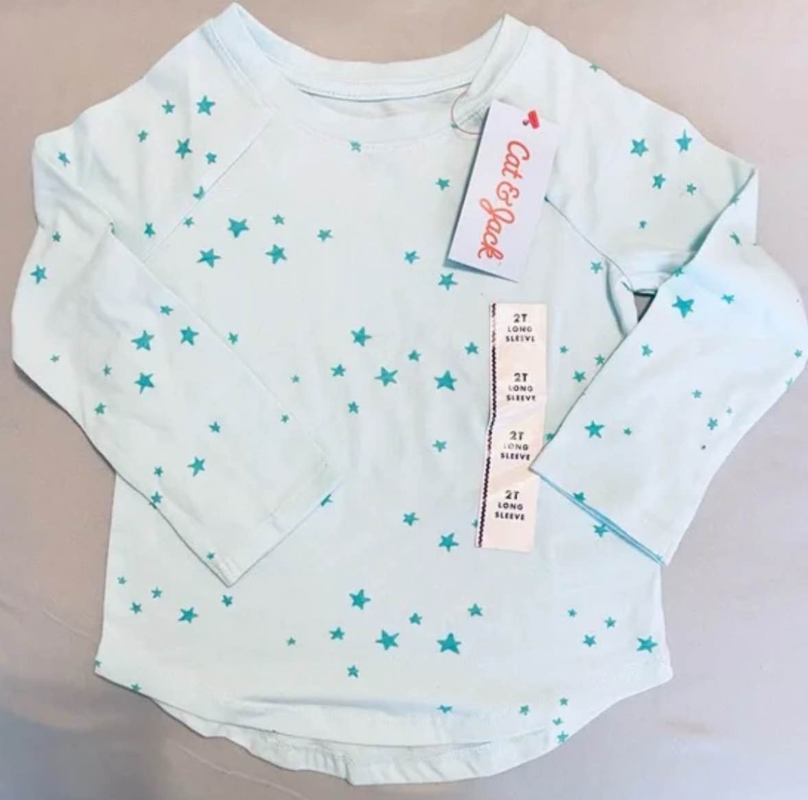 Cat & Jack 2T Long Sleeve Stars Aqua 
