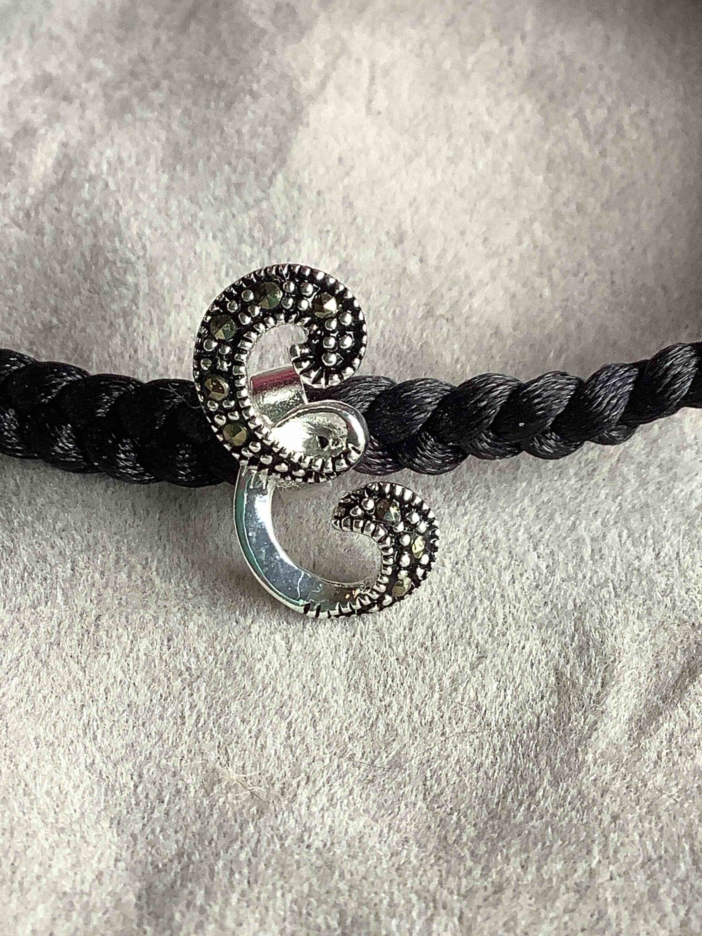 Genuine Marcasite Letter “E” Adjustable Bracelet 