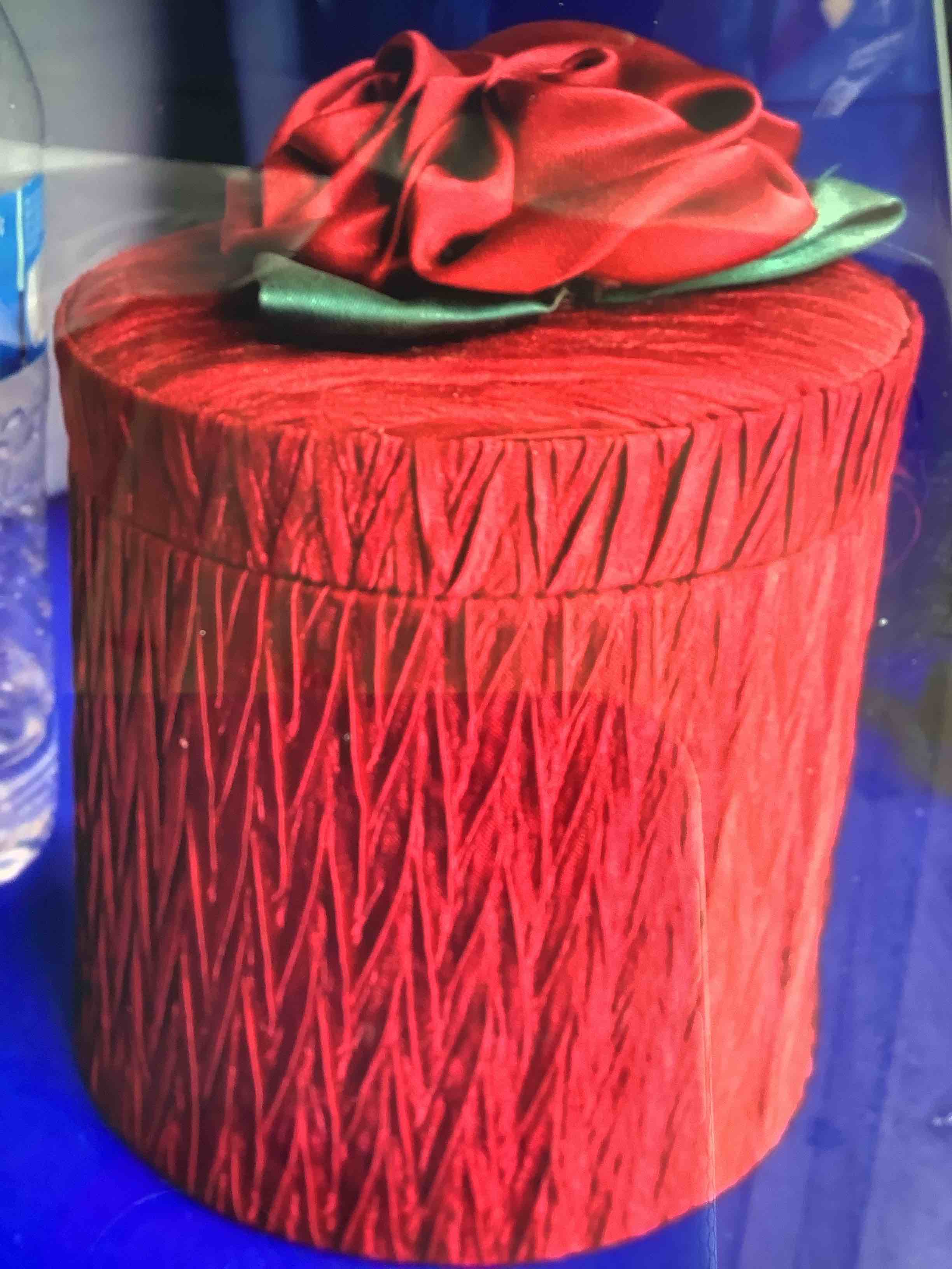 Material Covered Canister Maroon/Red Decoration with Tassel 
