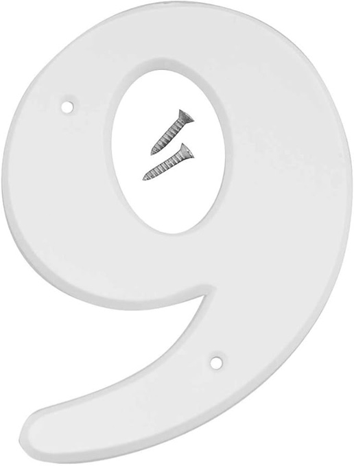 Hy-Ko 6" High Plastic House Number, Modern Raised Numbers for Exterior House, Durable Convenient Marking for Home Address with Included Mounting Hardware for Simple Installation
