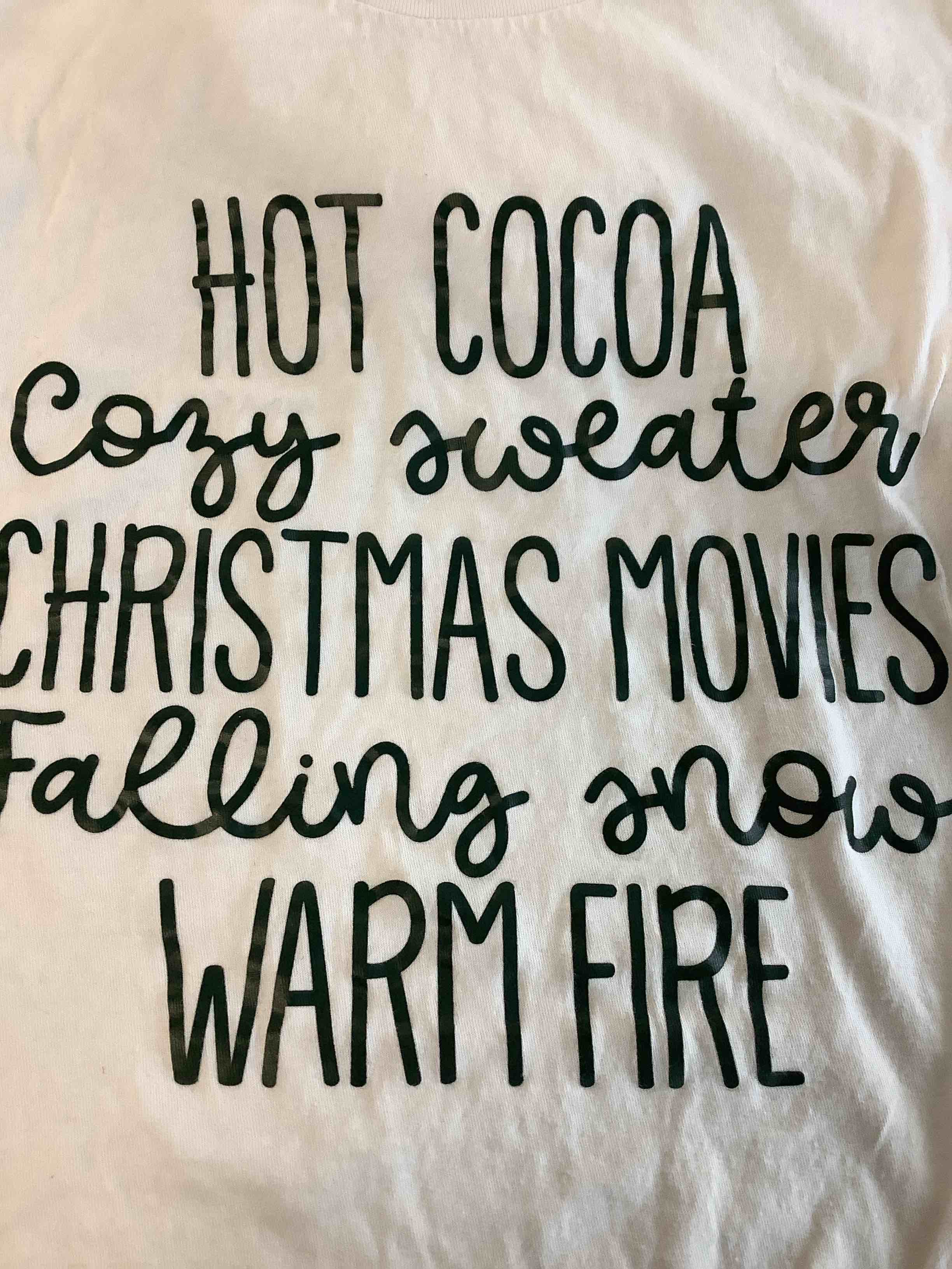 Hot Cocoa, Cozy Sweather, Christmas movies T-shirt Ladies Large