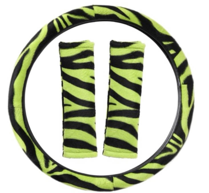 Oxford Wheel Cover Lime Green Black Zebra Print