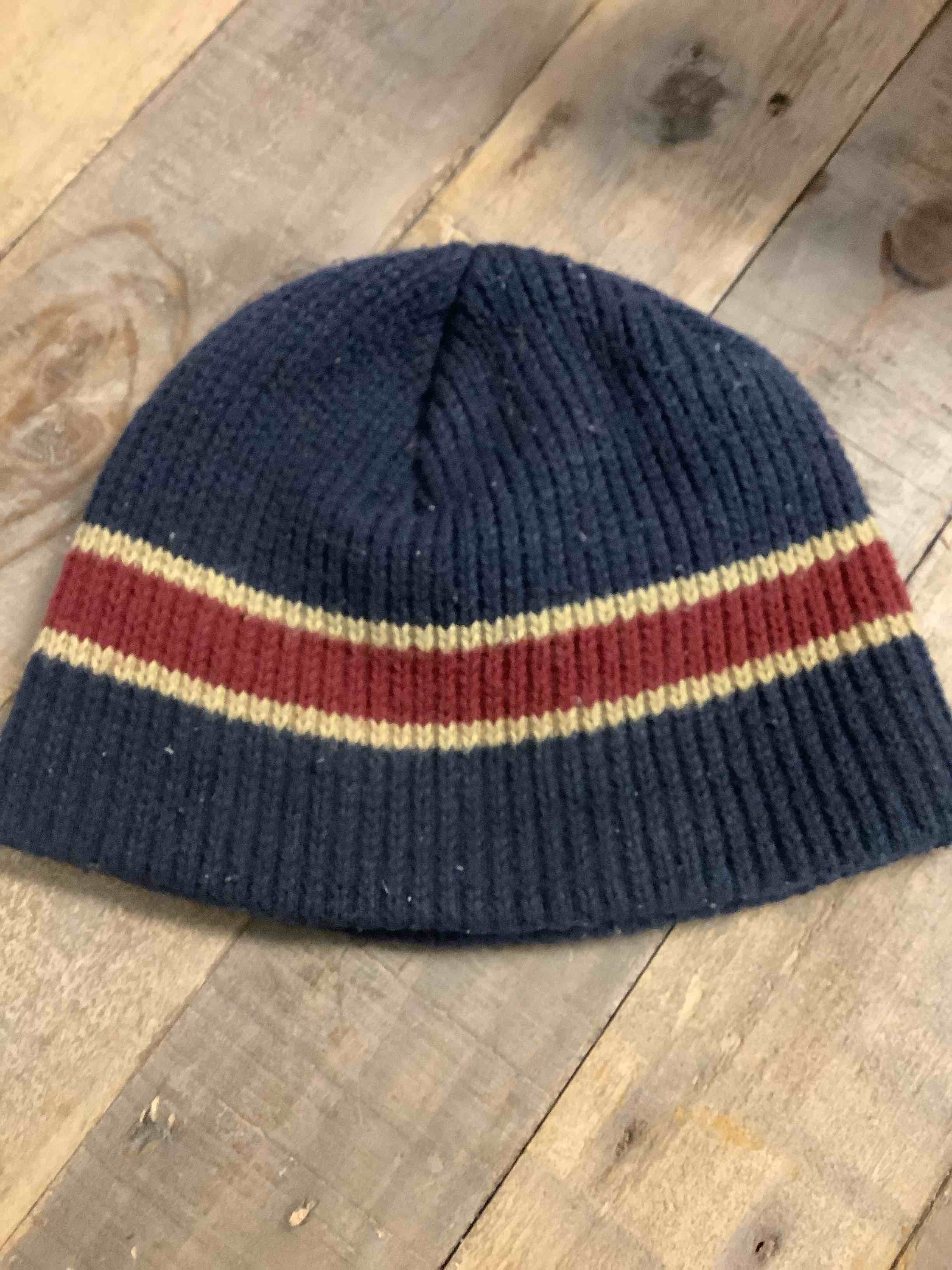 Maroon Stripe Navy Blue Thick Knitted Beanie