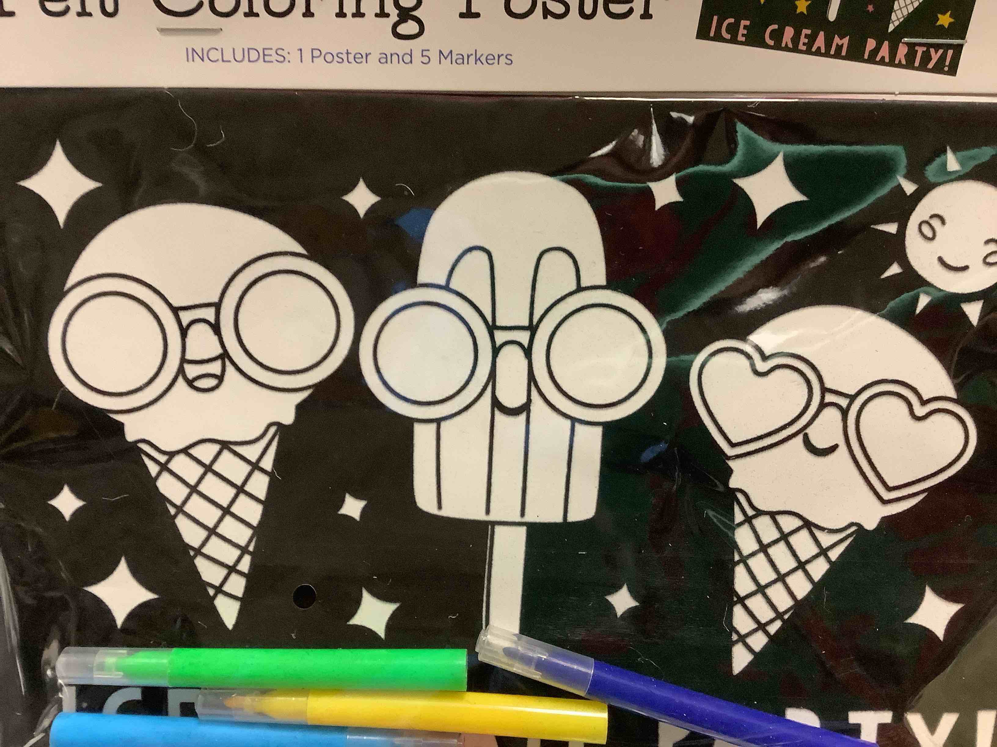 Felt Coloring Poster “Ice cream Party” Set 5 Markers 