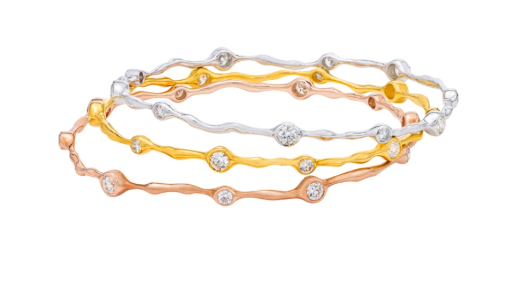 Beautiful Bangle Set - Gold, Gold and Rose Gold Cubic Zirconia 