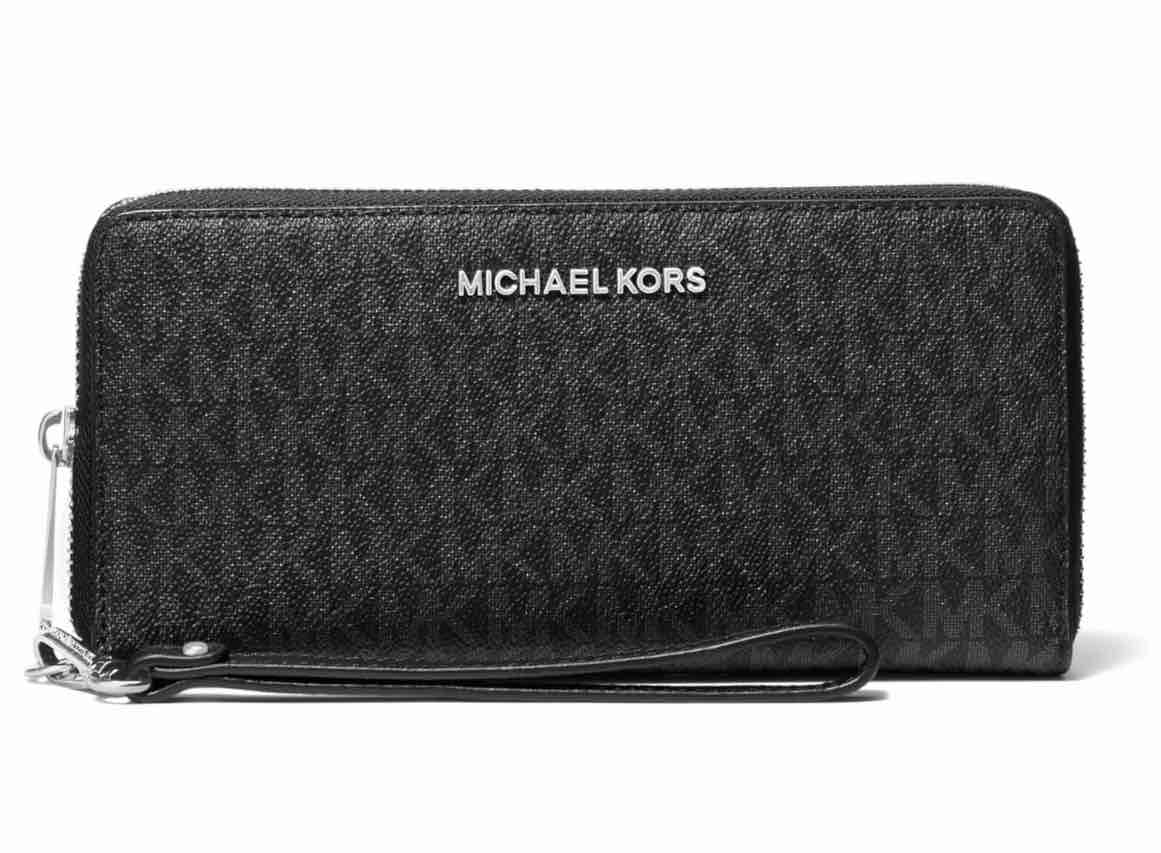 MK Jet Set Travel Continental, Silver-Tone Hardware/MK Signature Coated Twill/Black