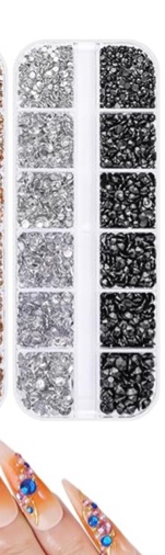 Modelones Nail Art Crystal Rhines Clear and Black