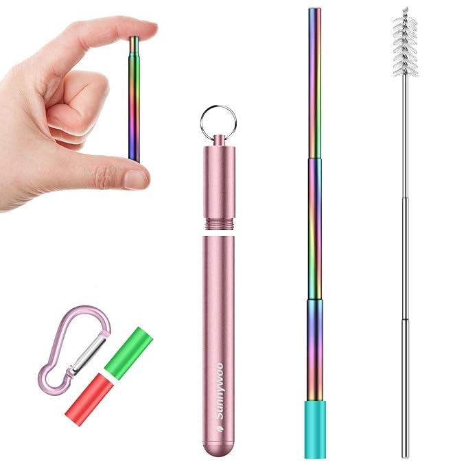 Sunnywoo Portable Stainless Straw Foldable Drinking Straw 
