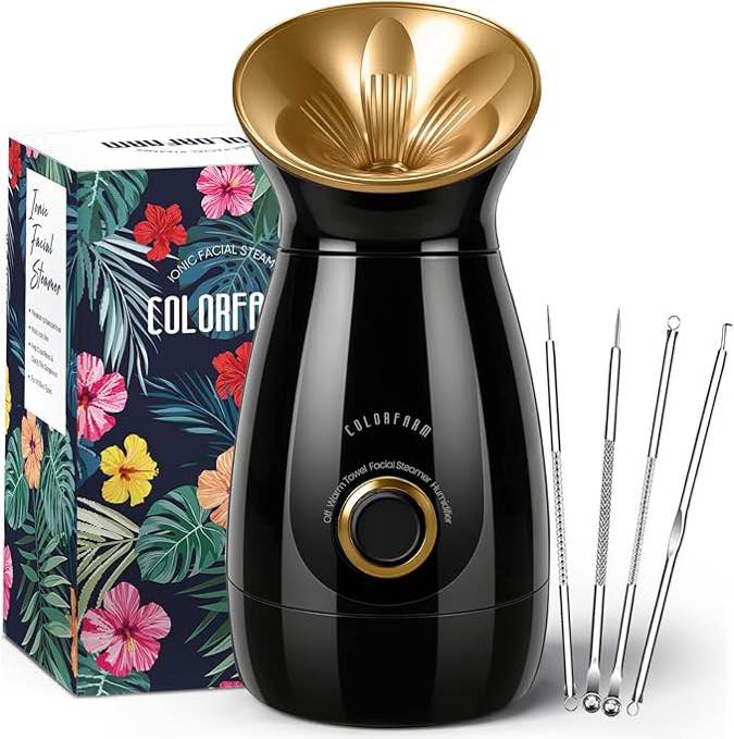 Cocconbby Facial Steamer Nano Ionic: Face Steamer Deep Cleaning Unclogs Pores - Humidifier Hot Mist Home Sauna Spa for Women Men Sinuses Moisturizing