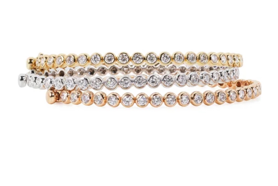 Duo Rose Gold-tone and Silver Bangle Cubic Zirconia Accents (Only 2)