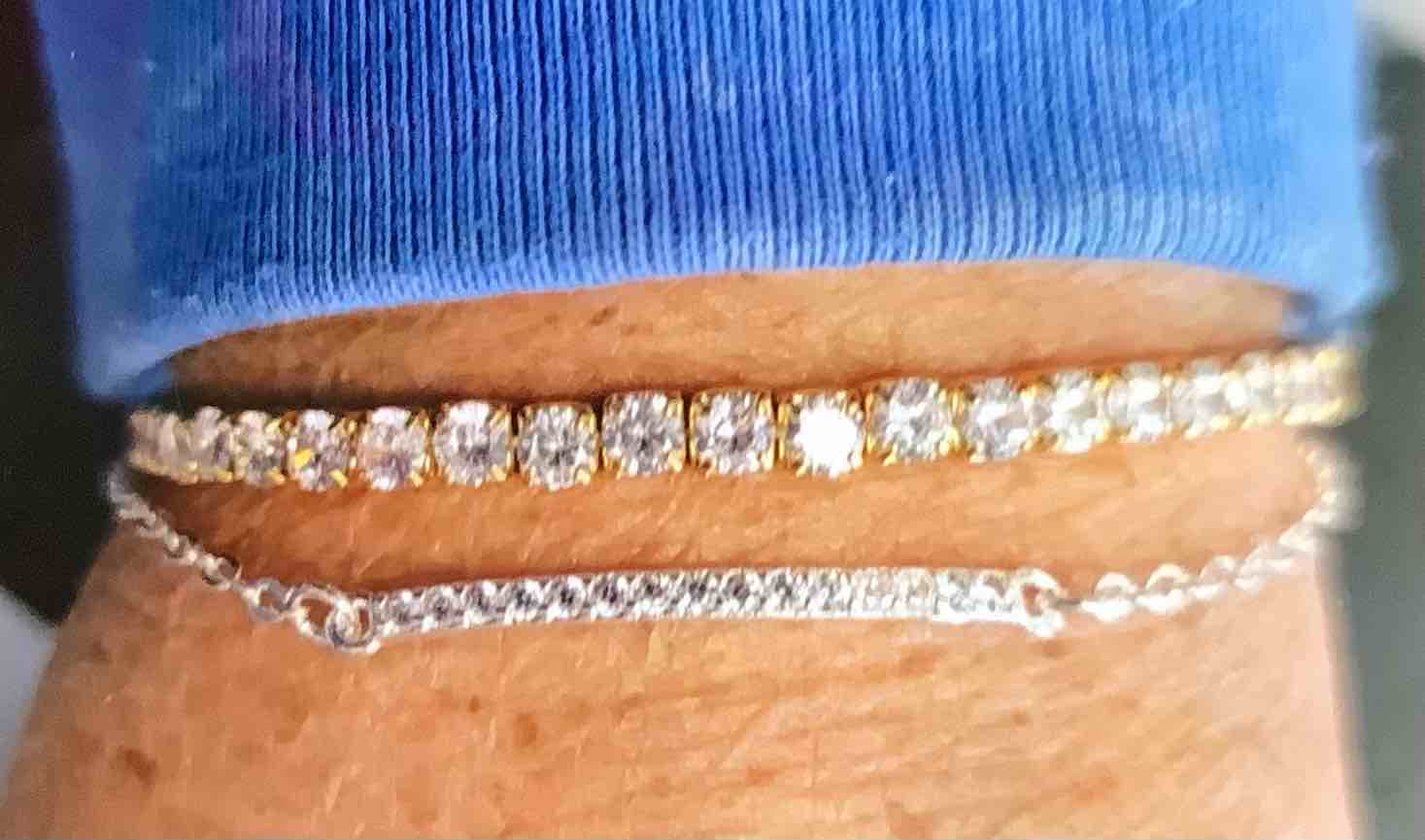 Cubic Zirconia Gold-tone Cuff Bracelet Zirconia Bar Chain Silver Bracelet 