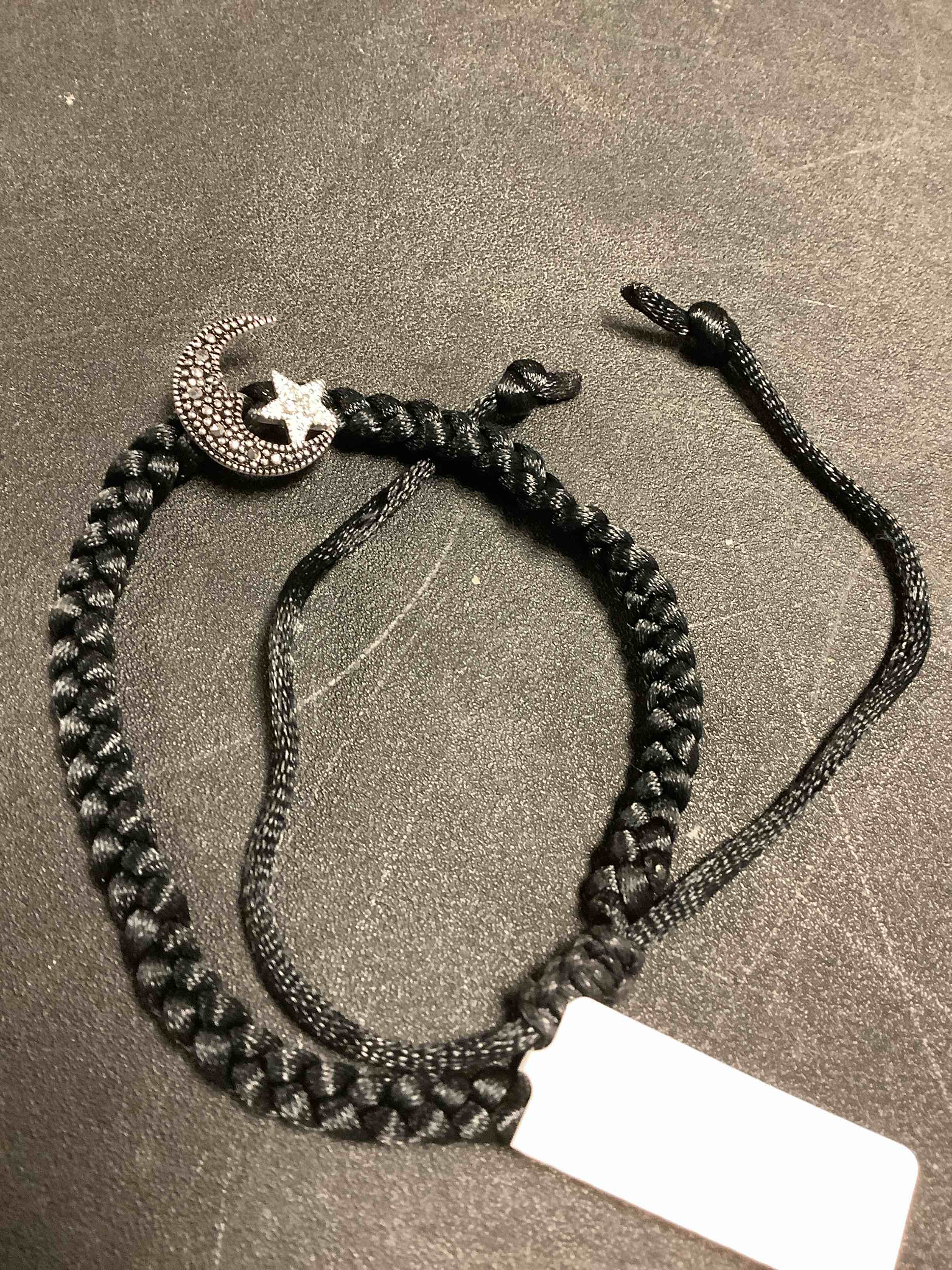 Genuine Marcasite Satin Cord Bracelet Moon & Sun