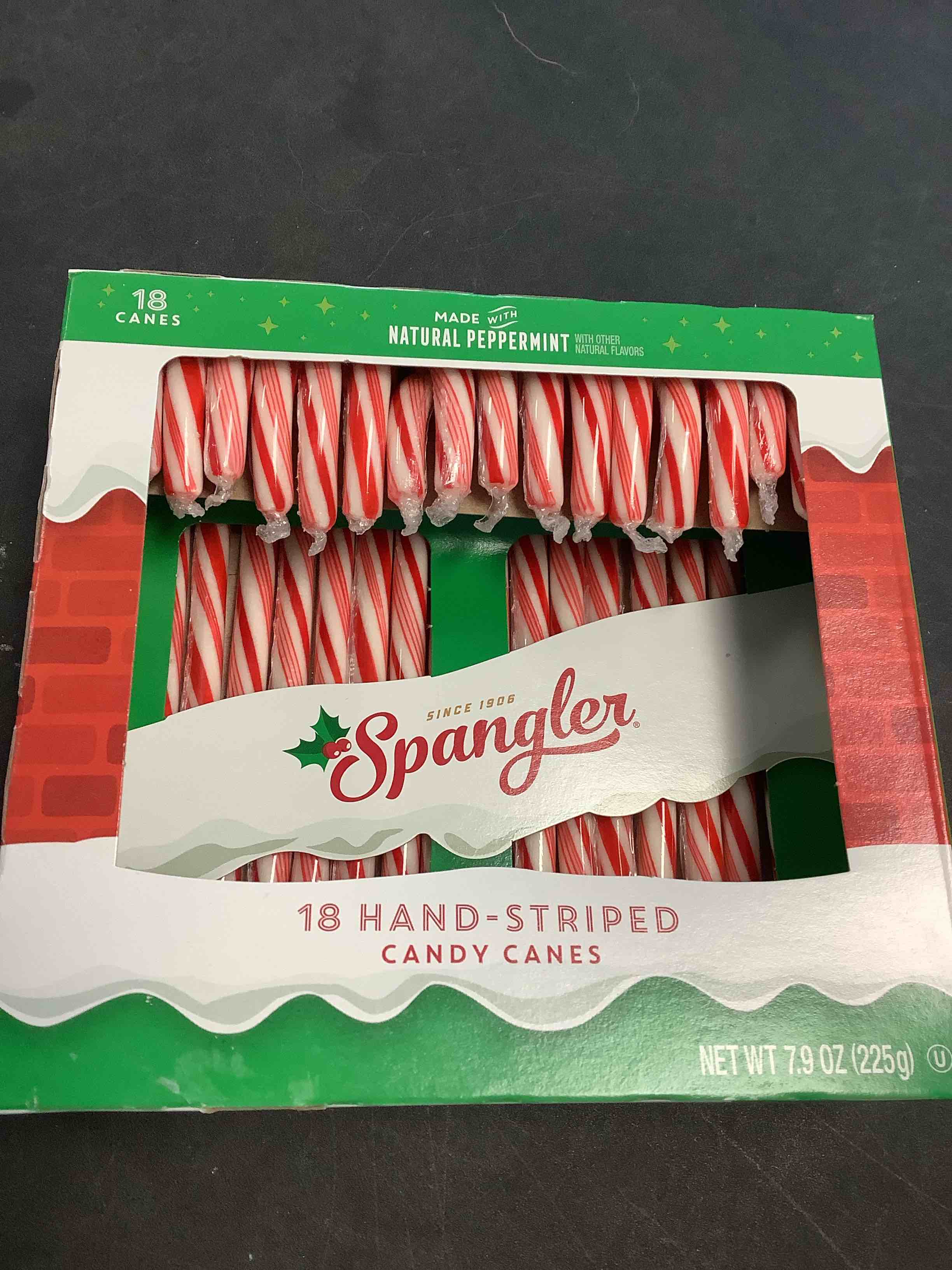 Condition photo showing New/Like New for Spangler Candy, Peppermint Candy Canes R&W, 18 count Best By 1/27/2028