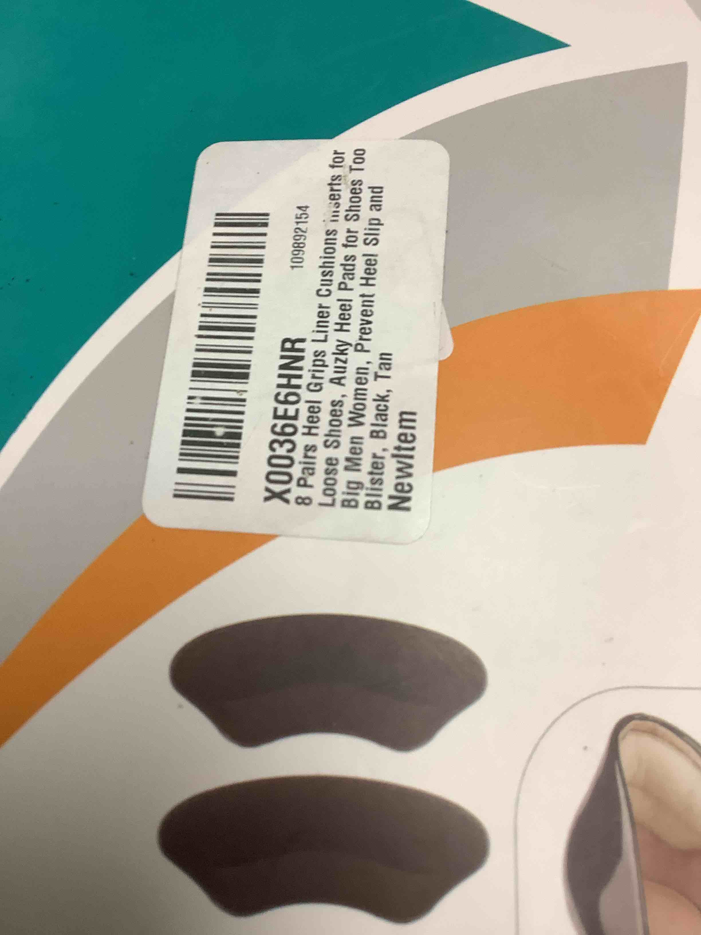 Condition photo showing New/Like New for 8 Pairs Heel Pads for Shoes Heel Grips Liner, Soft Heel Cushion Pads Heel Inserts for Shoes Too Big Women Men, Anti-Slip Fillers Heel Protectors for Blisters, Friction & Heel Pain, Beige and Black