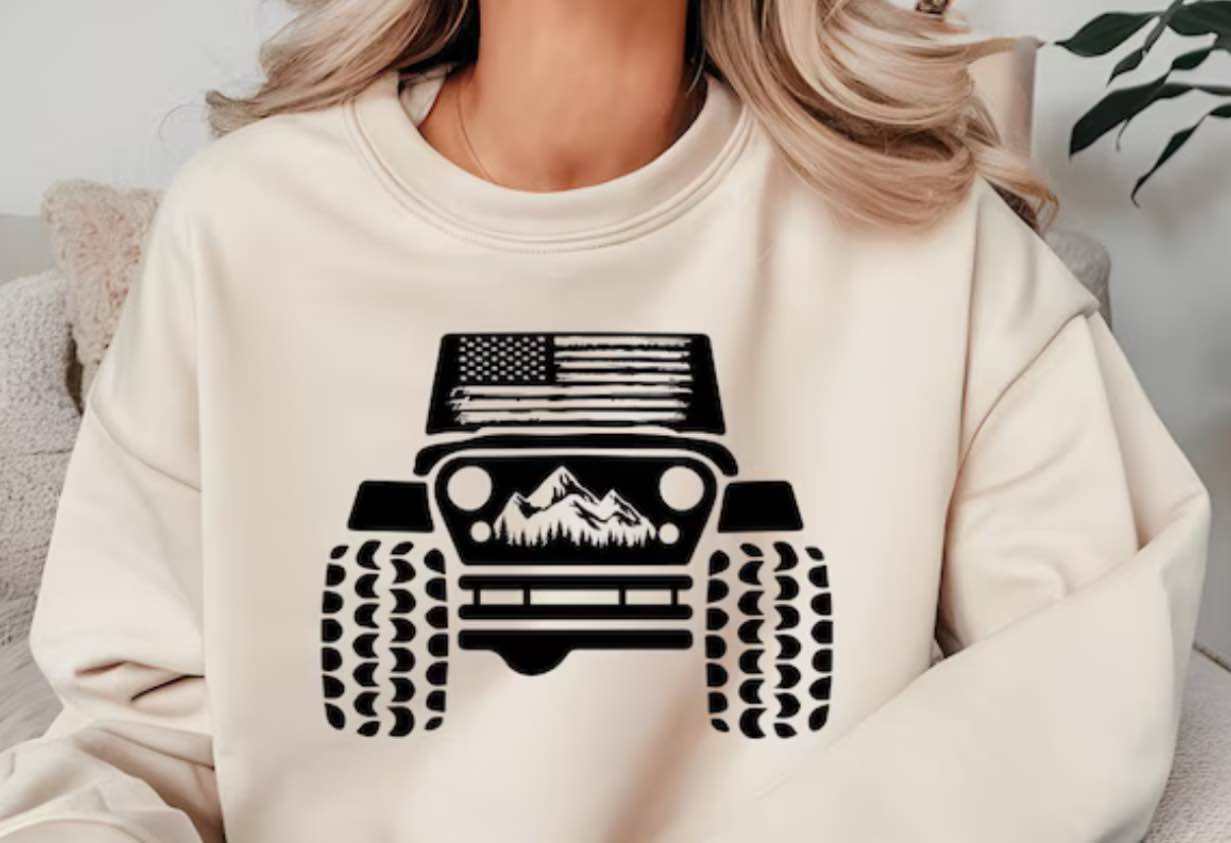 3D Jeep Grill Tires Hoodie American Flag Women’s Small