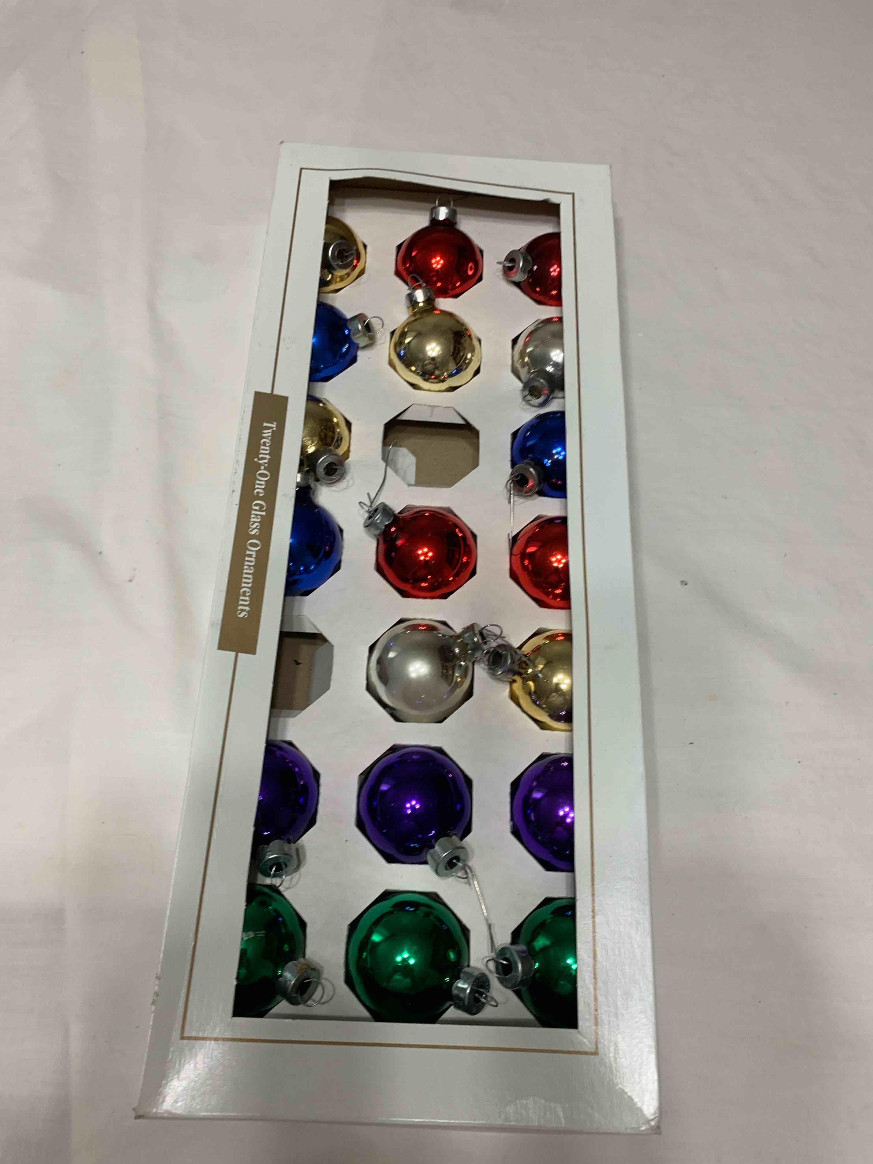 Box of 19- Glass Christmas Ornaments