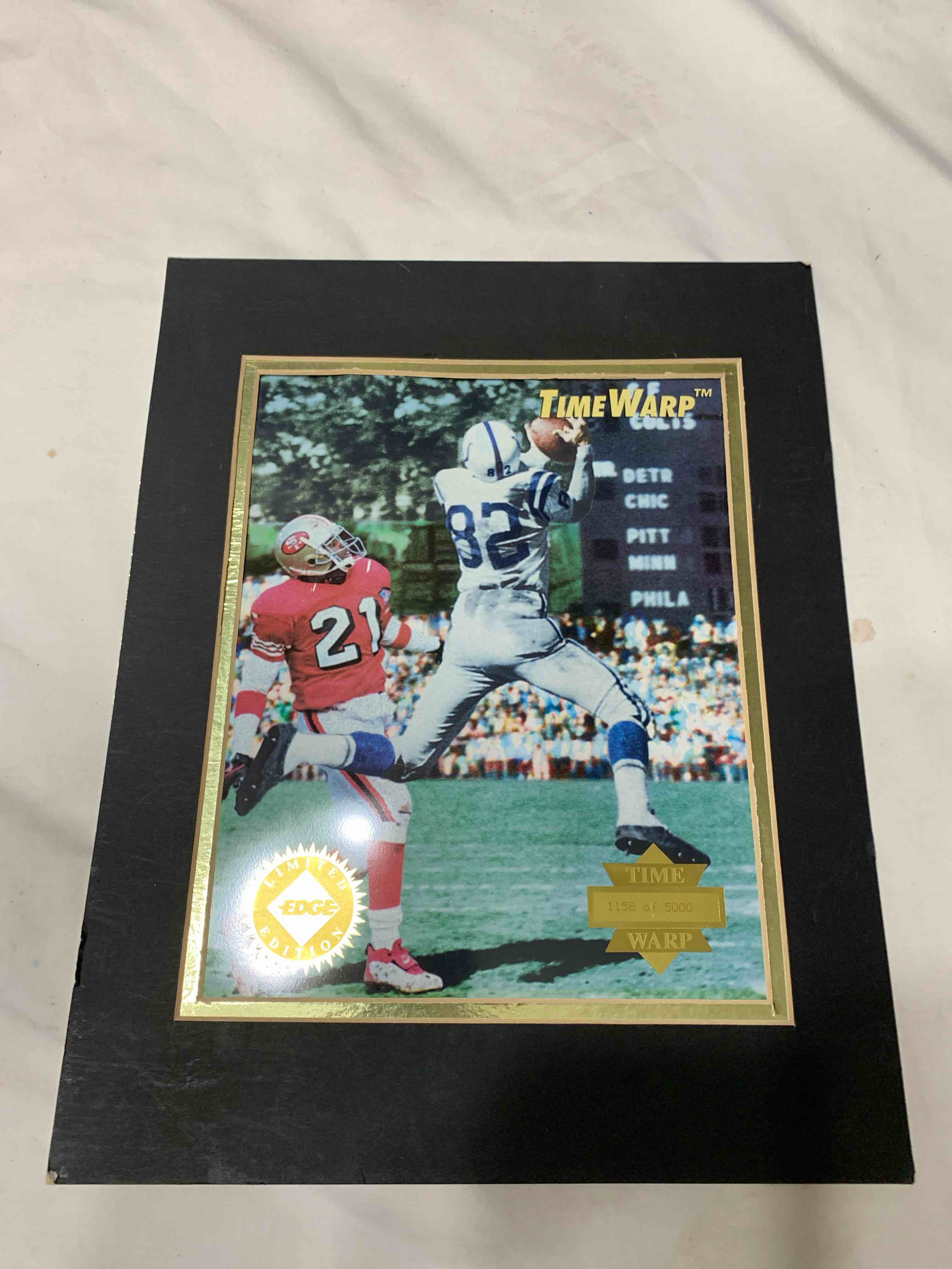 1995 Collectors Edge Time Warp # 32, Deon Sanders and Raymond Berry, 8” X 10” Football Card, # 1158 of 5000