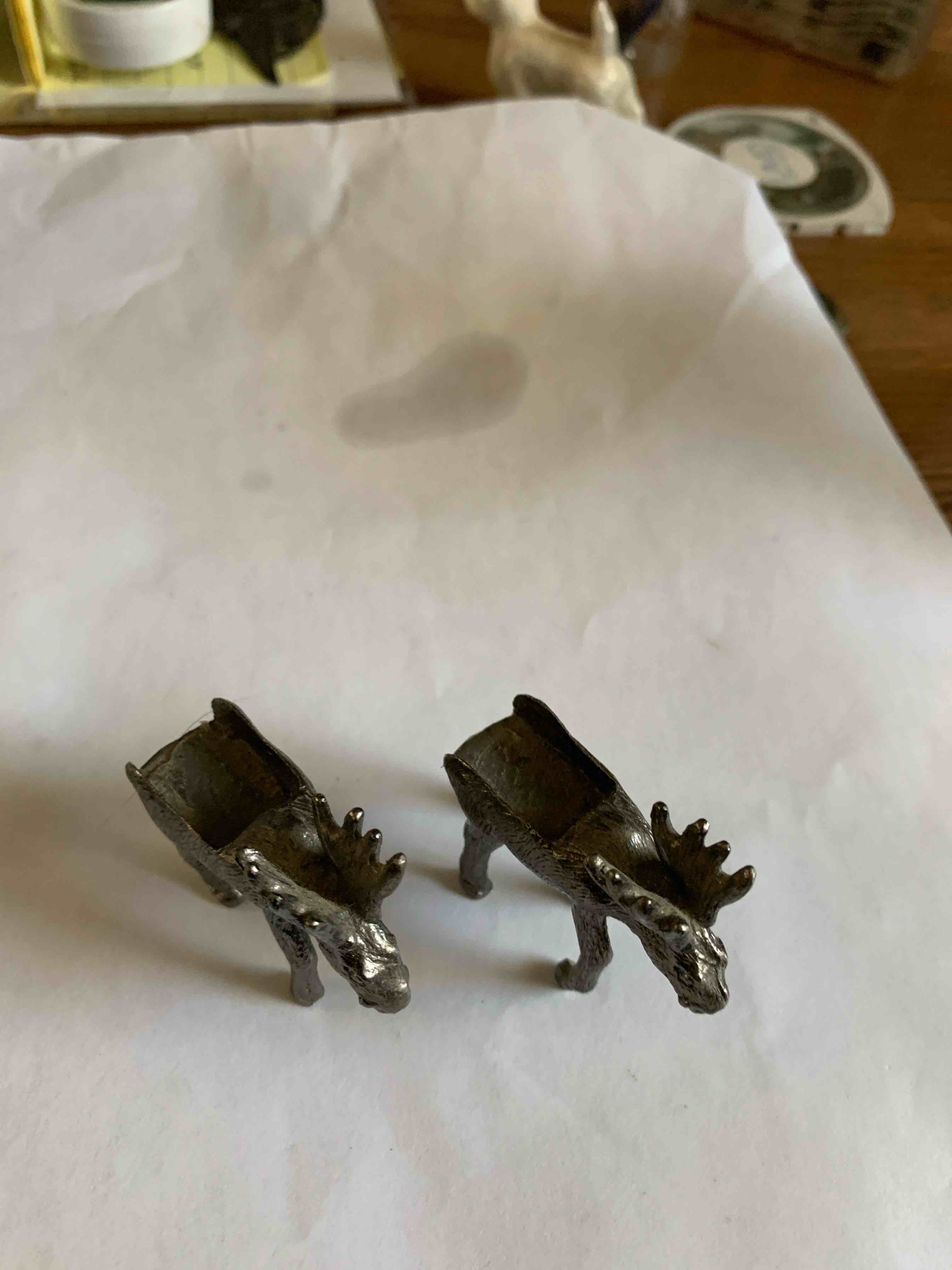 2- Pewter Moose Figures 