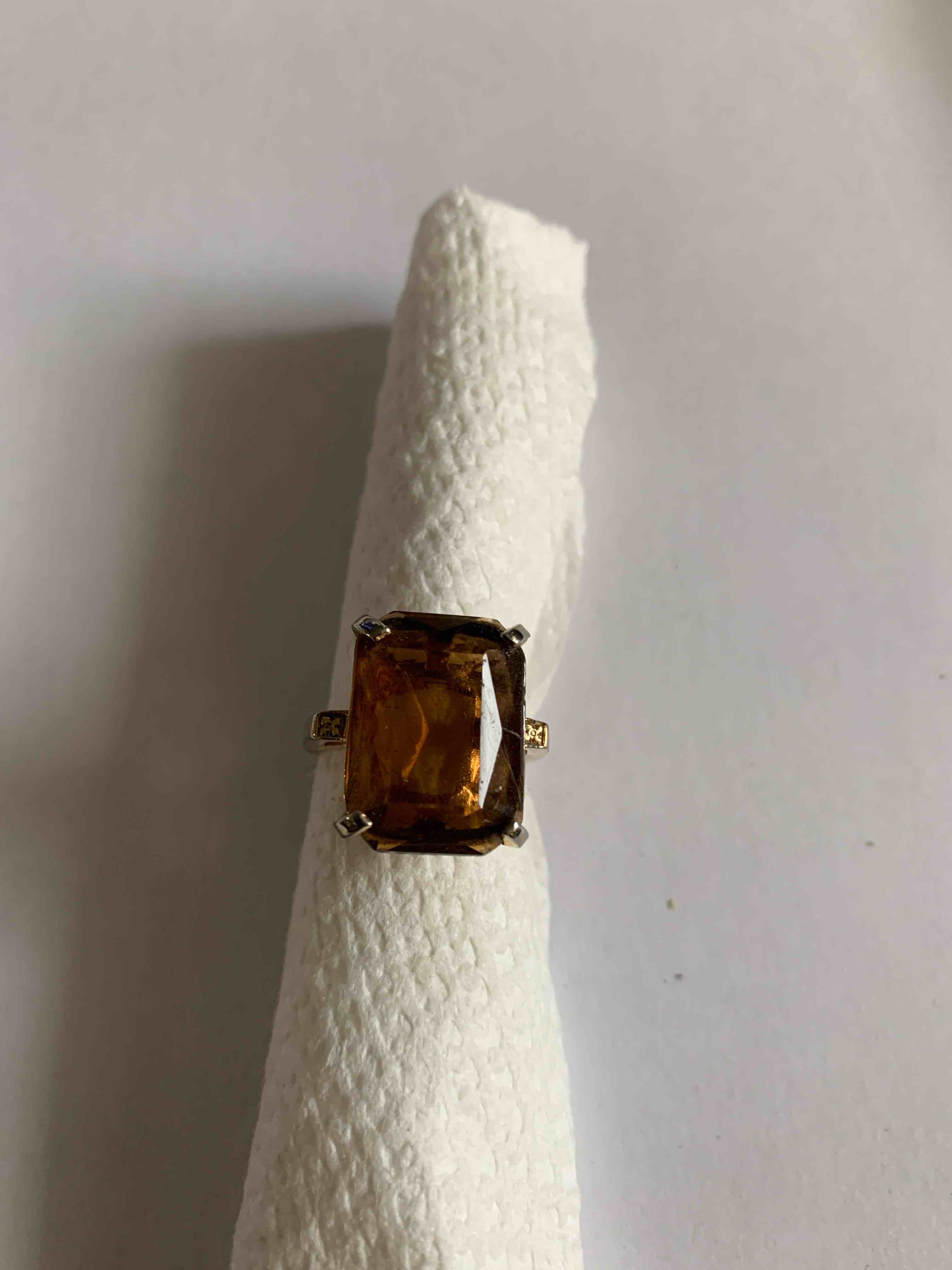 Ring with Amber Stone, Size 7
