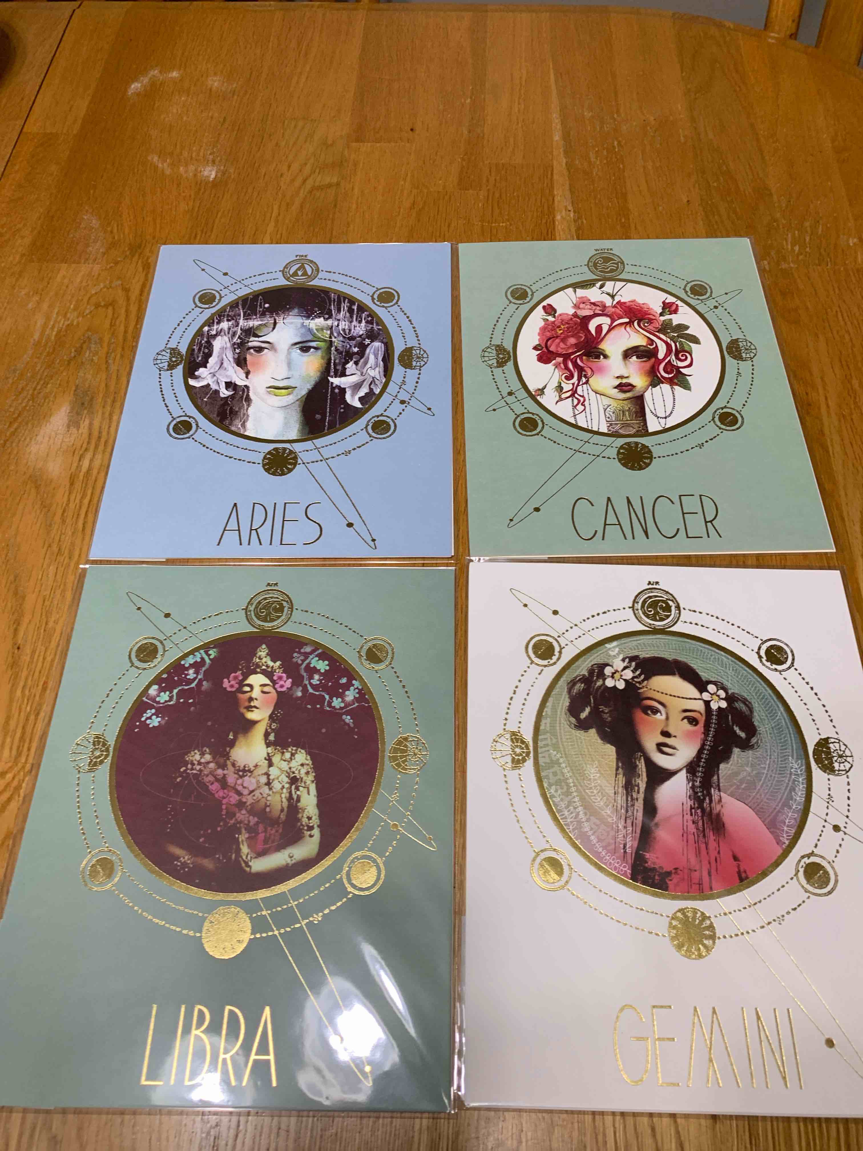 4- Zodiac Posters, Aries, Cancer, Libra and Gemini 