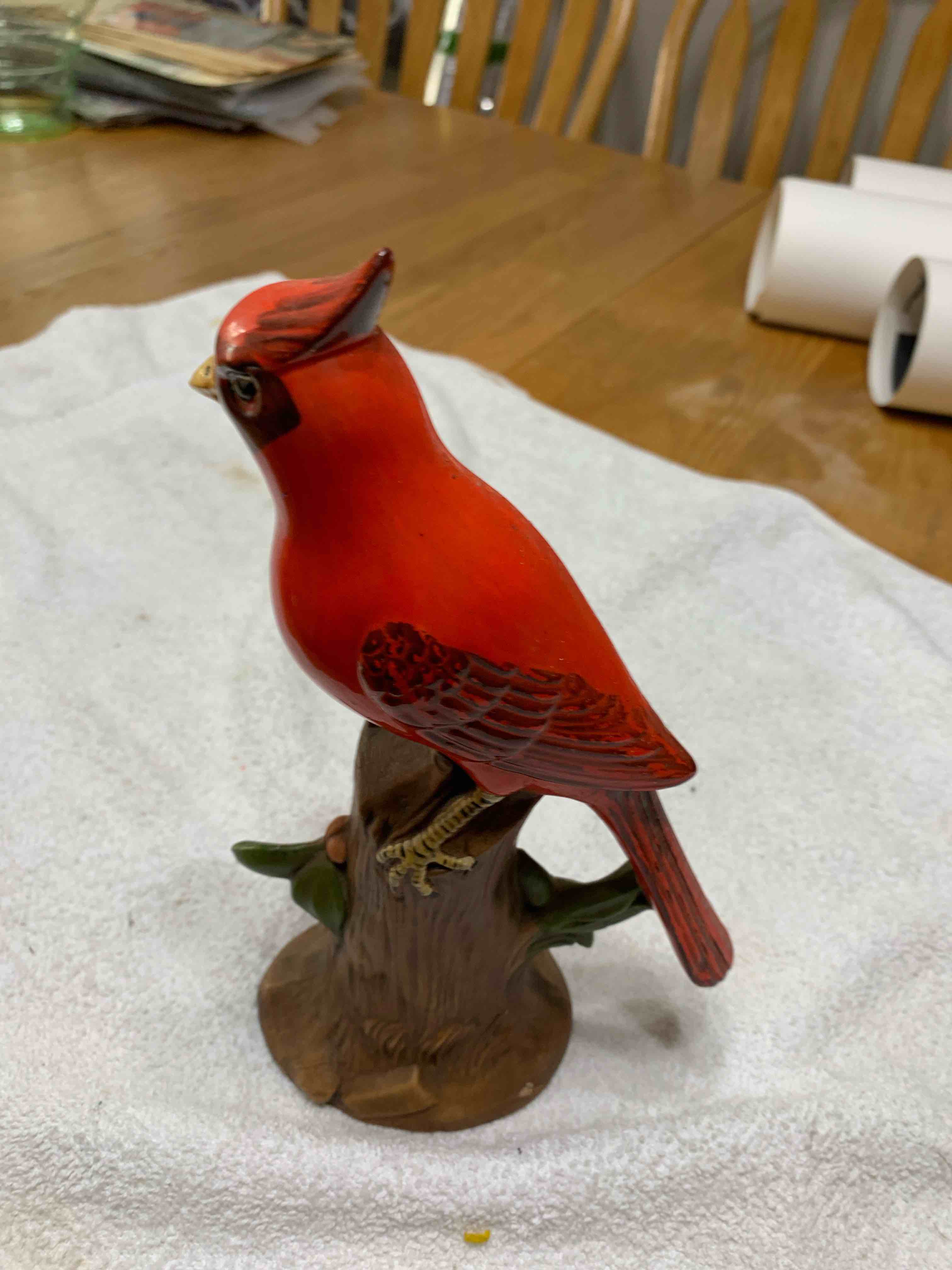 Ceramic Cardinal, 8” tall