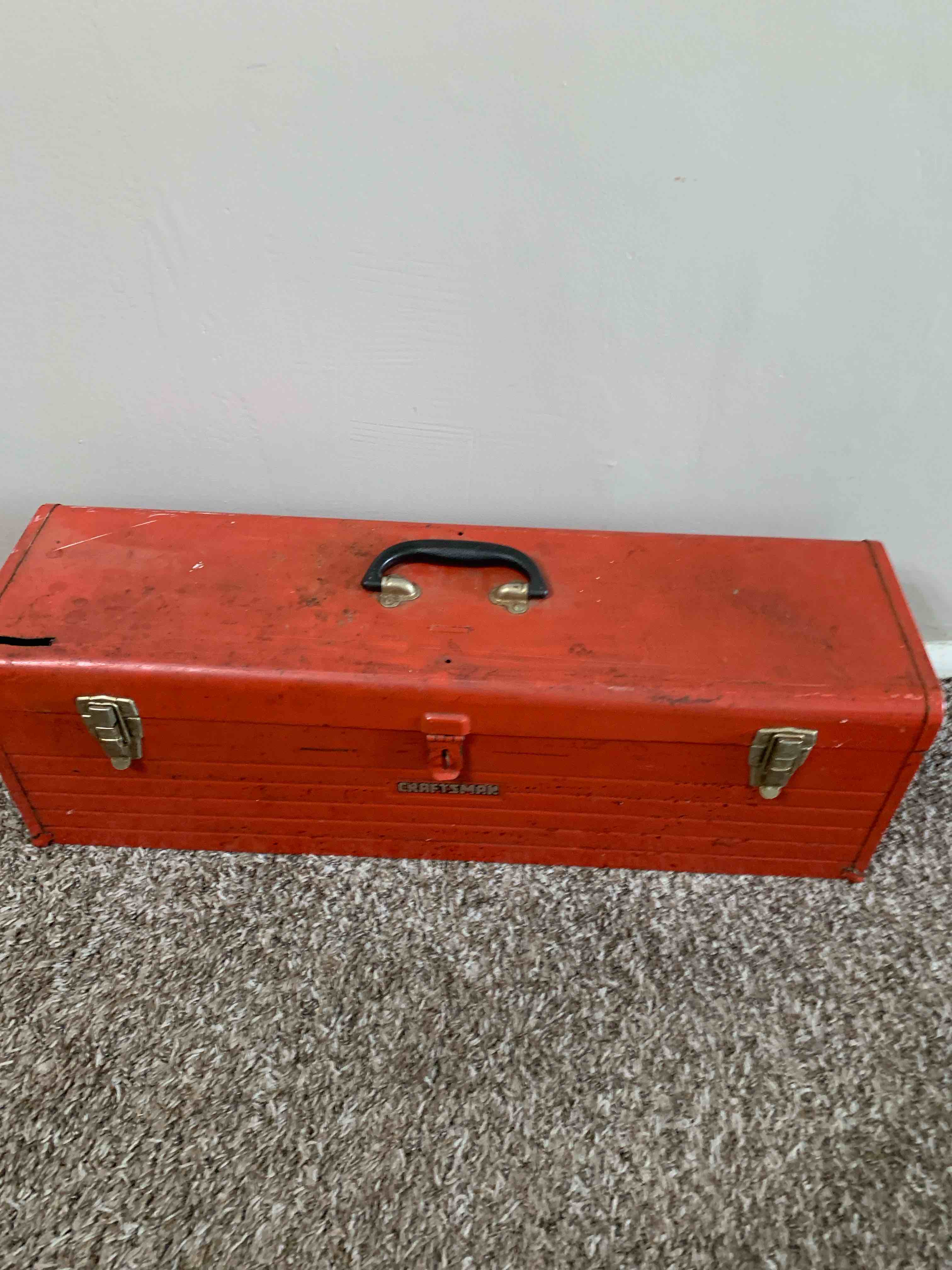 Vintage Metal Craftsman Carpenters Tool box 30” X 9” X 9”