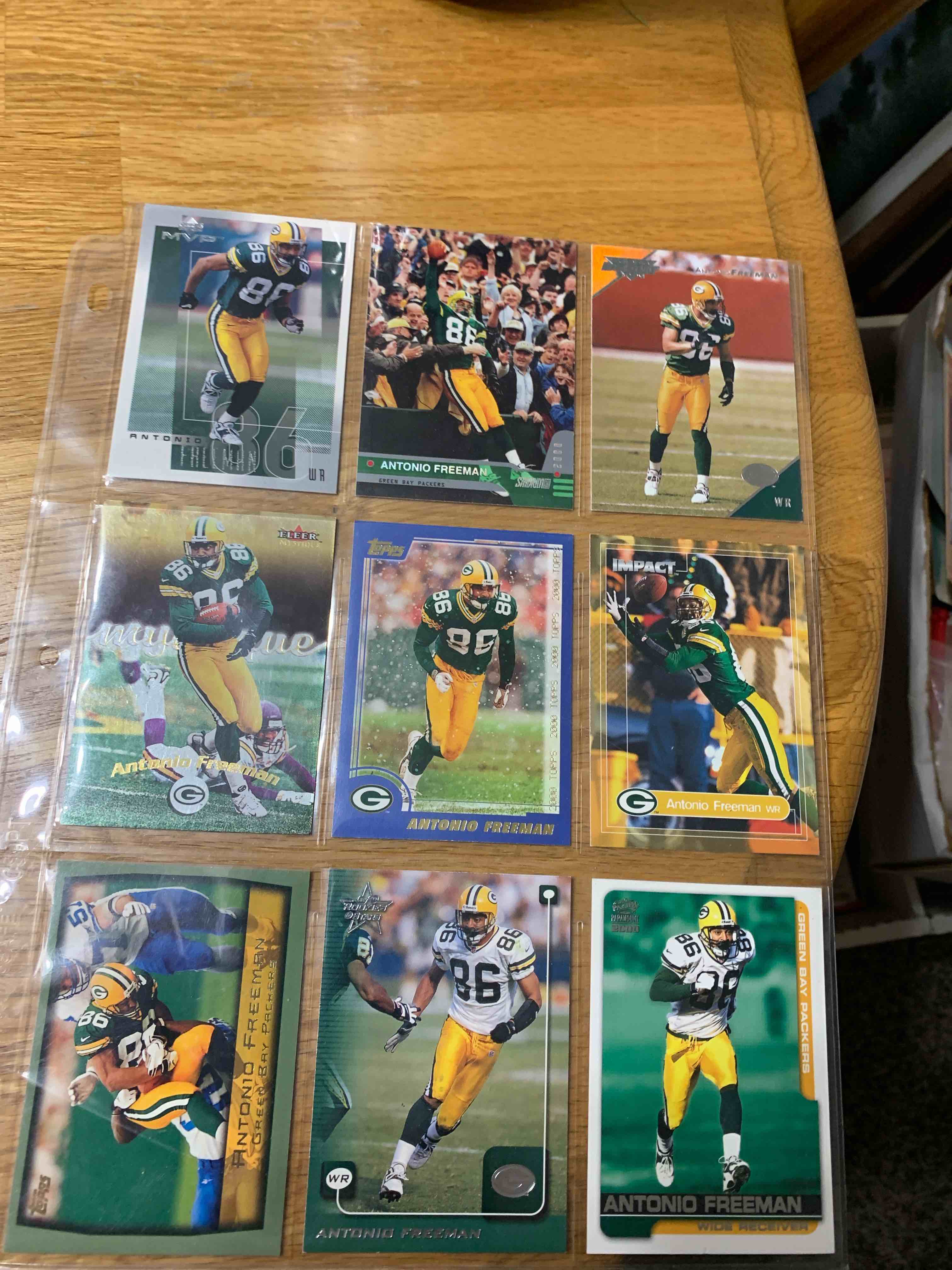 Lot of 54 Football Cards, 6 pages of 9 Cards