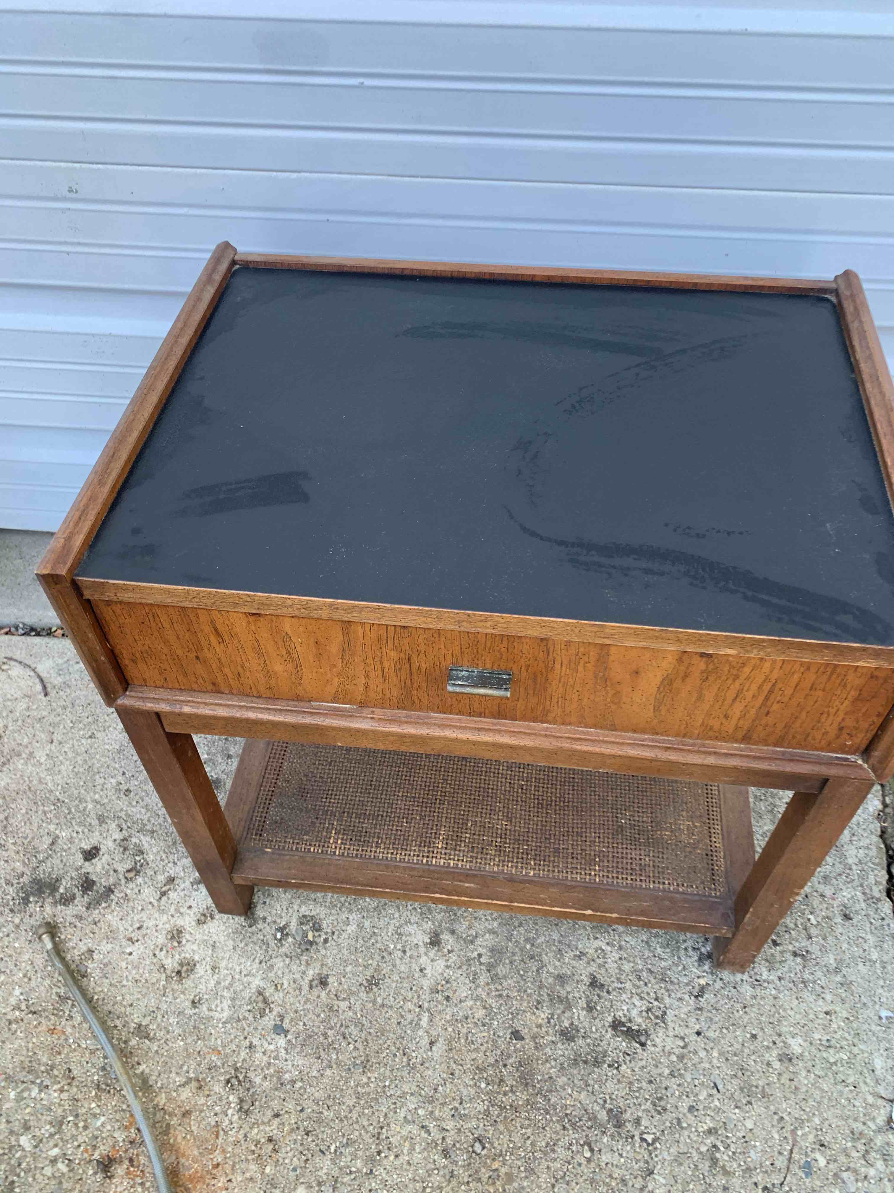 Vintage Wooden Table with Drawer, 22” X 16” X 22” H. 