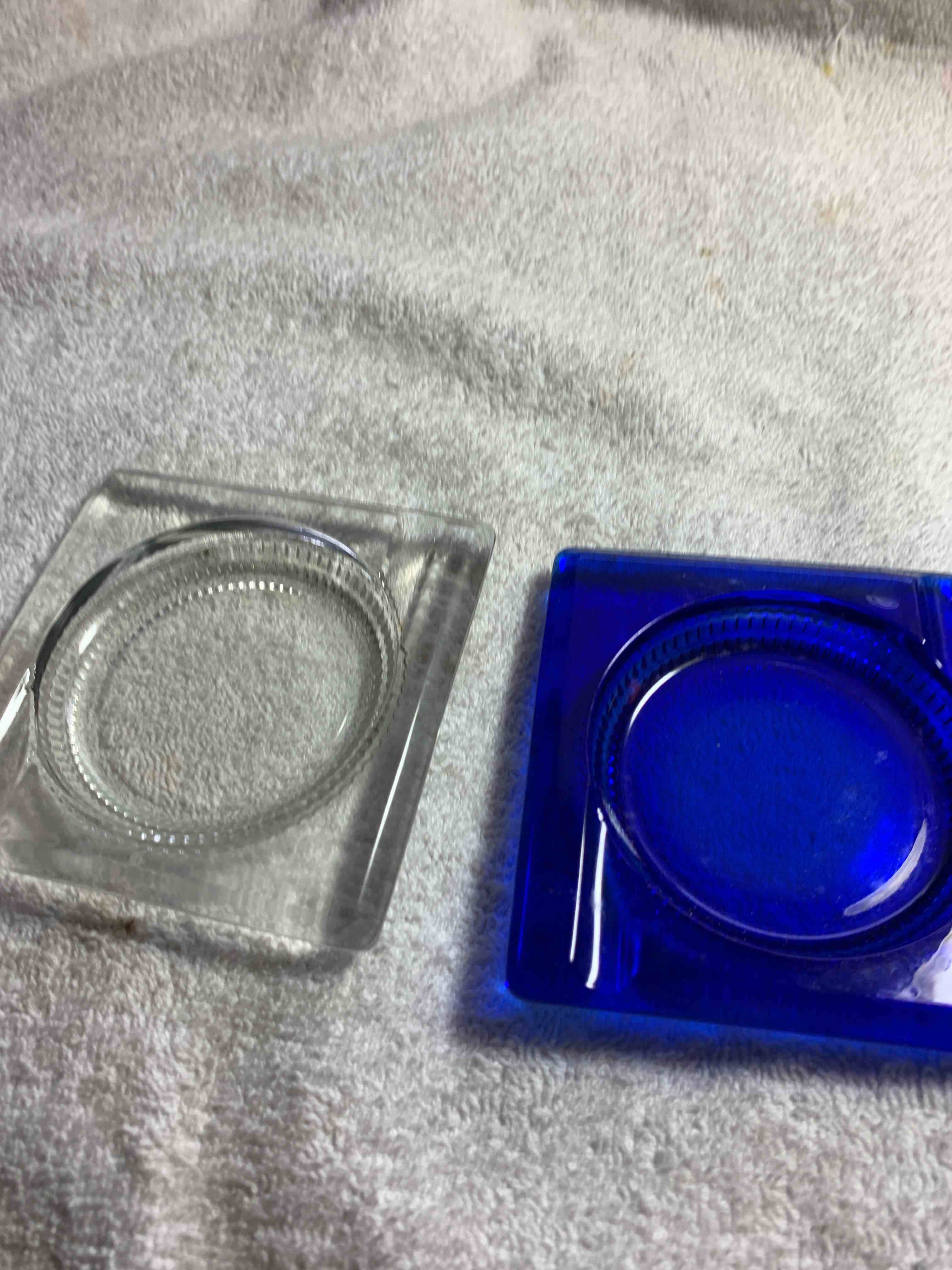 2- 3-1/2” Glass Ashtrays, Clear and Blunt