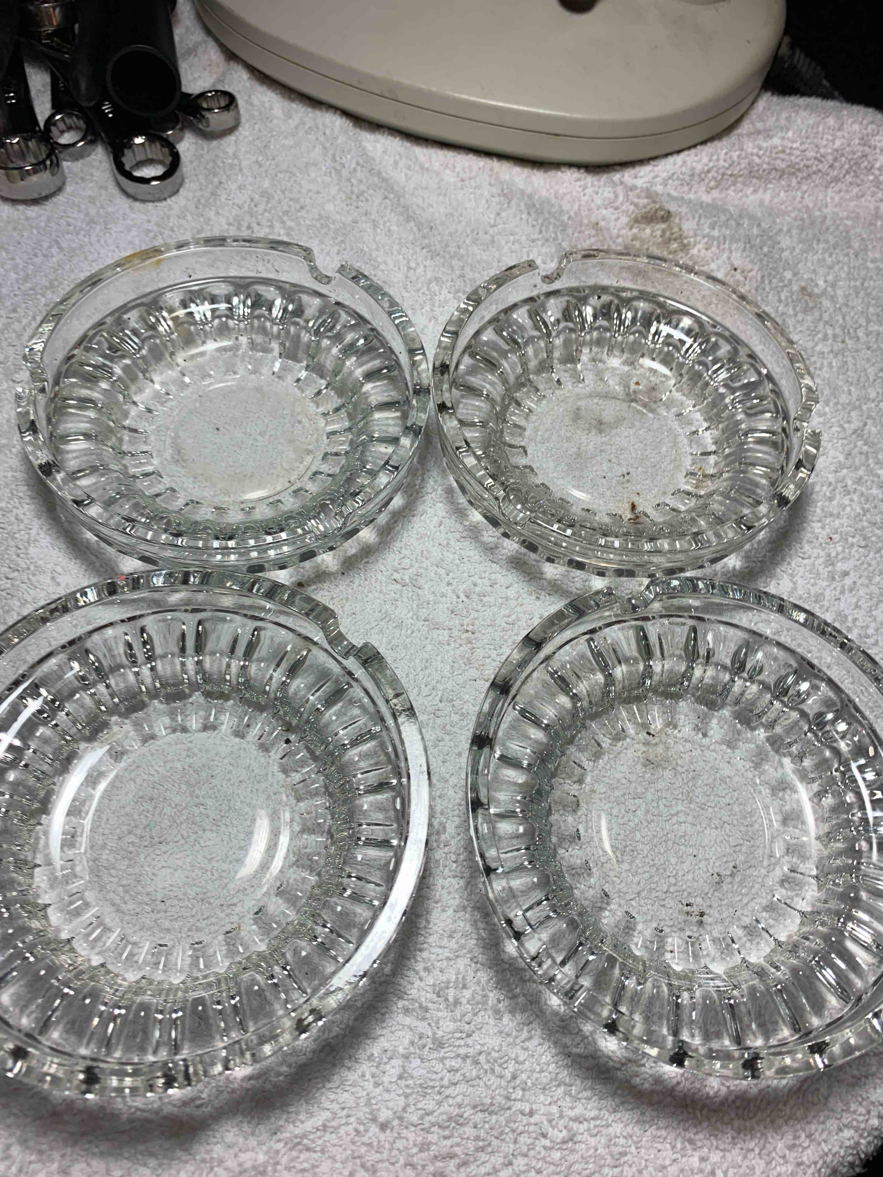 Set of 4- Glass Ashtrays 