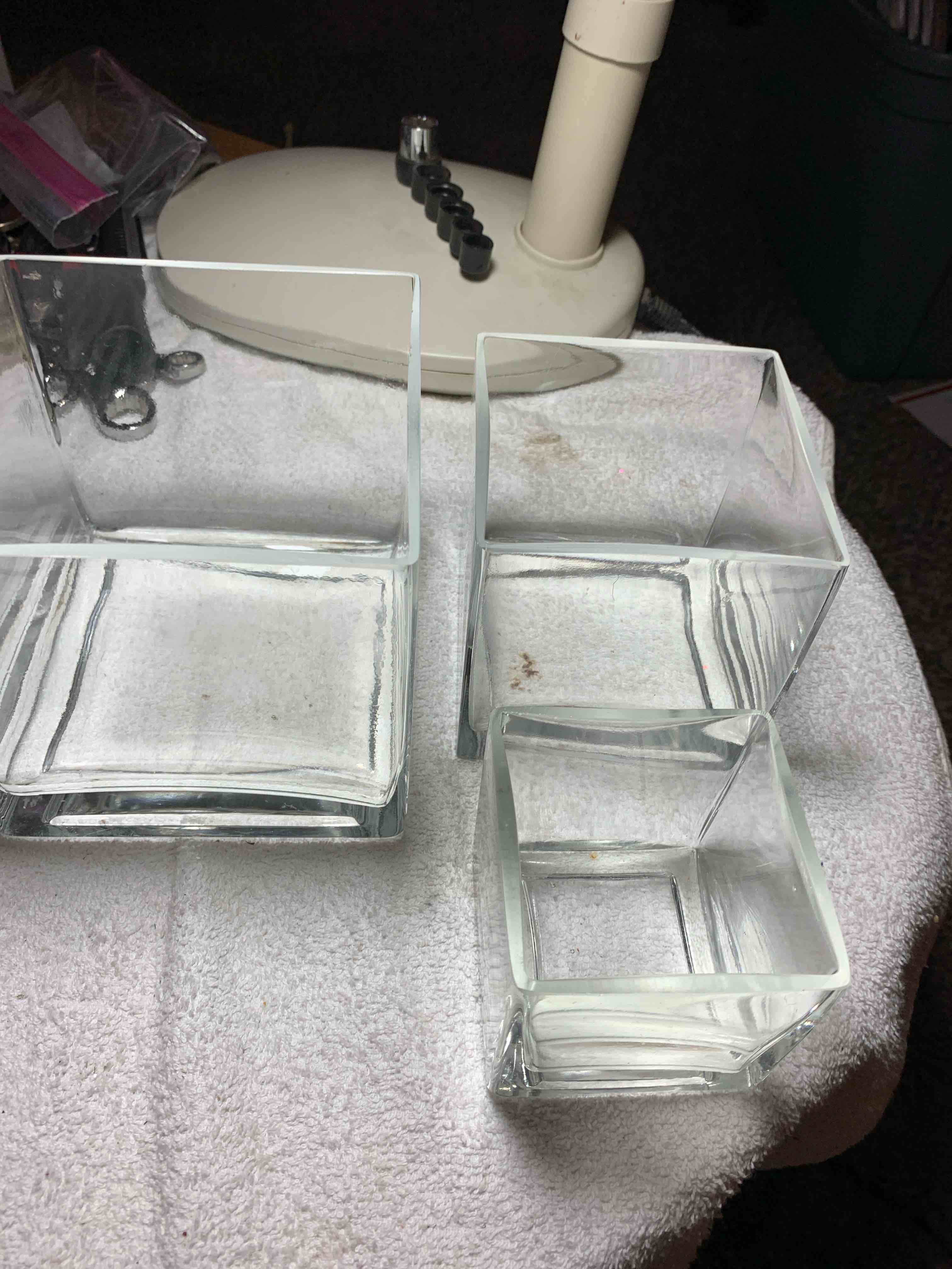 Set of 3- Square Glass Vases