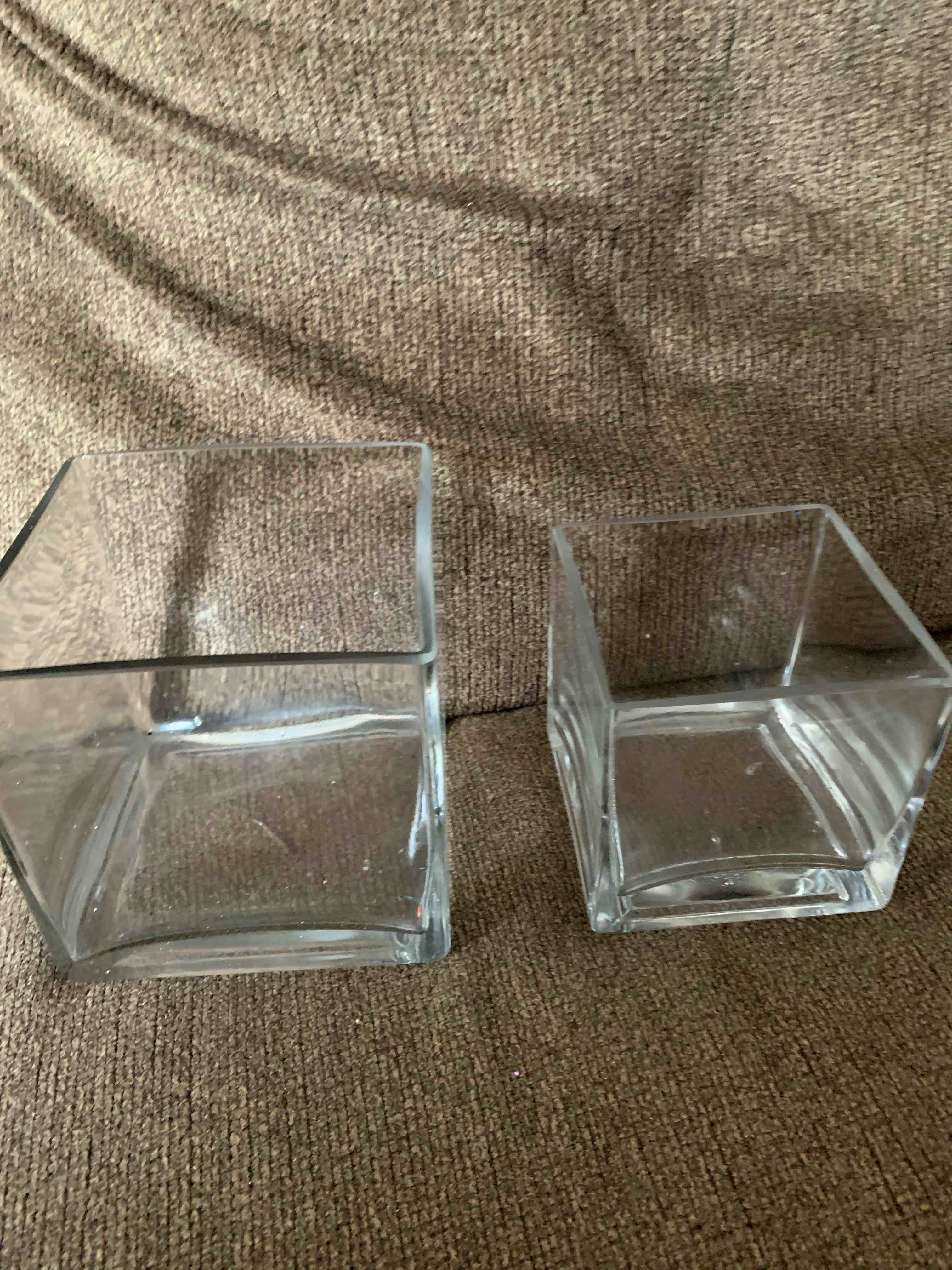 2- Square Glass vases