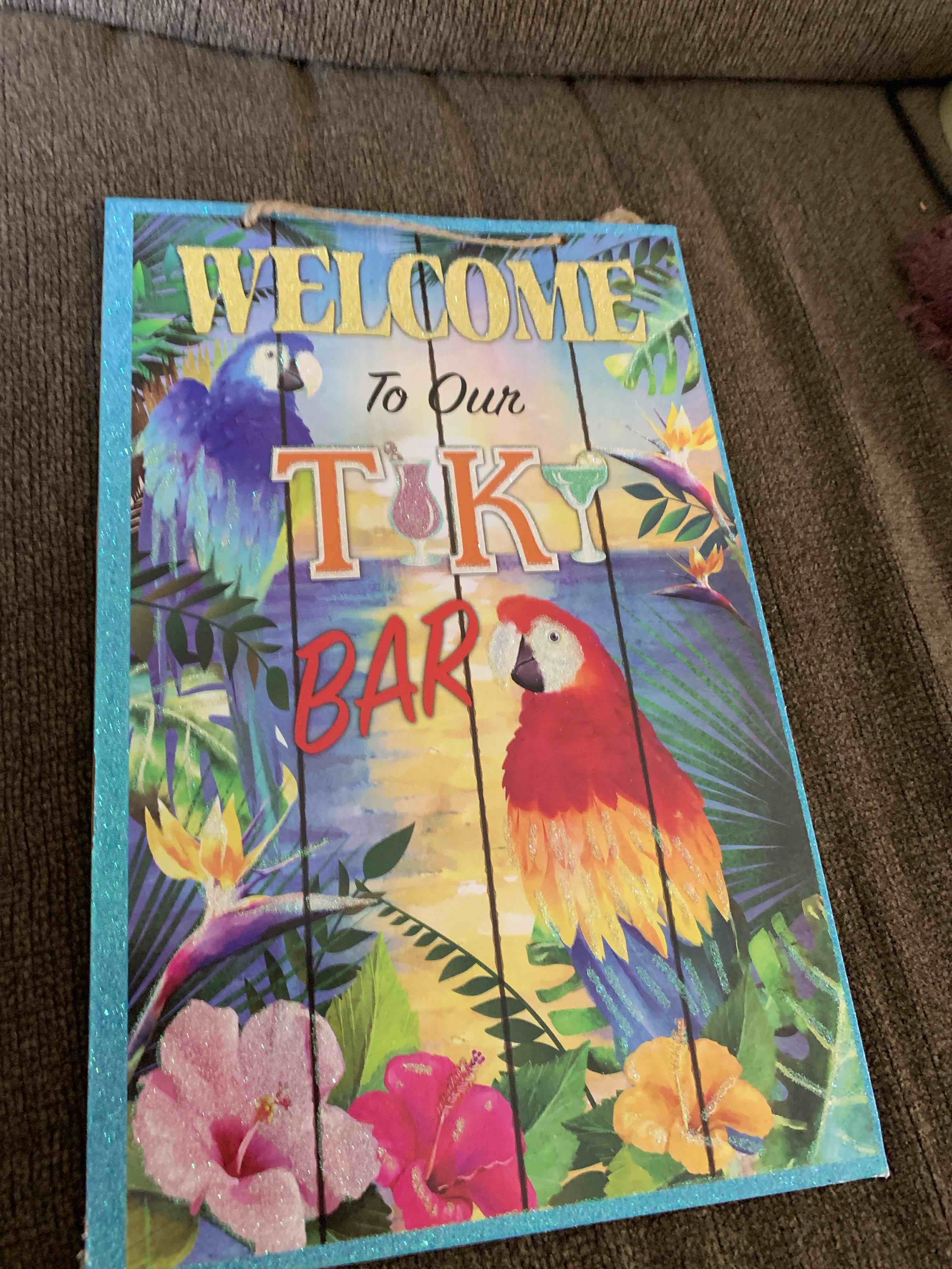 Colorful Tiki Bar Sign, 9” X 14”