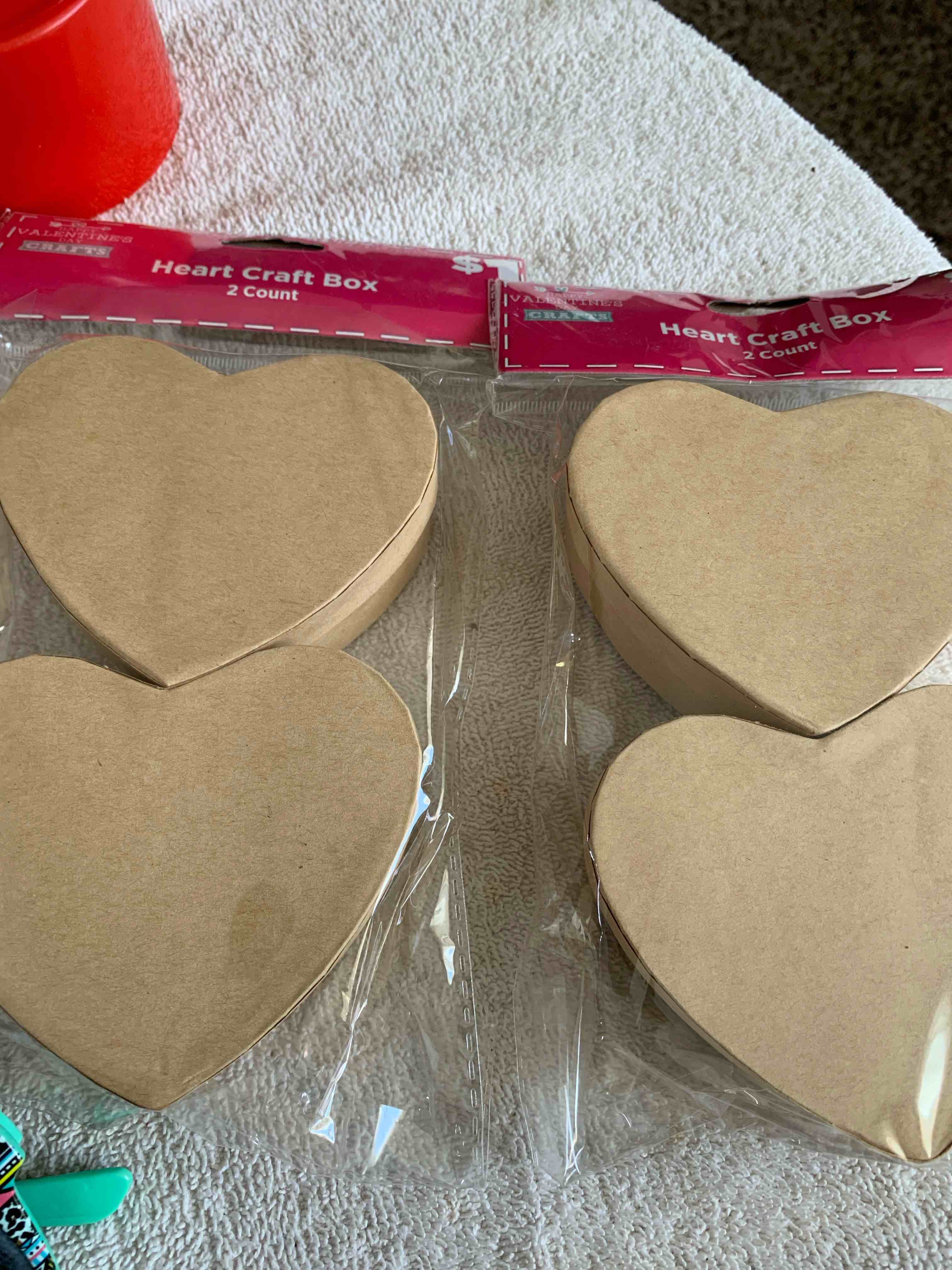 2- Packs of Heart Craft Boxes, 2 Hearts Per Pack 