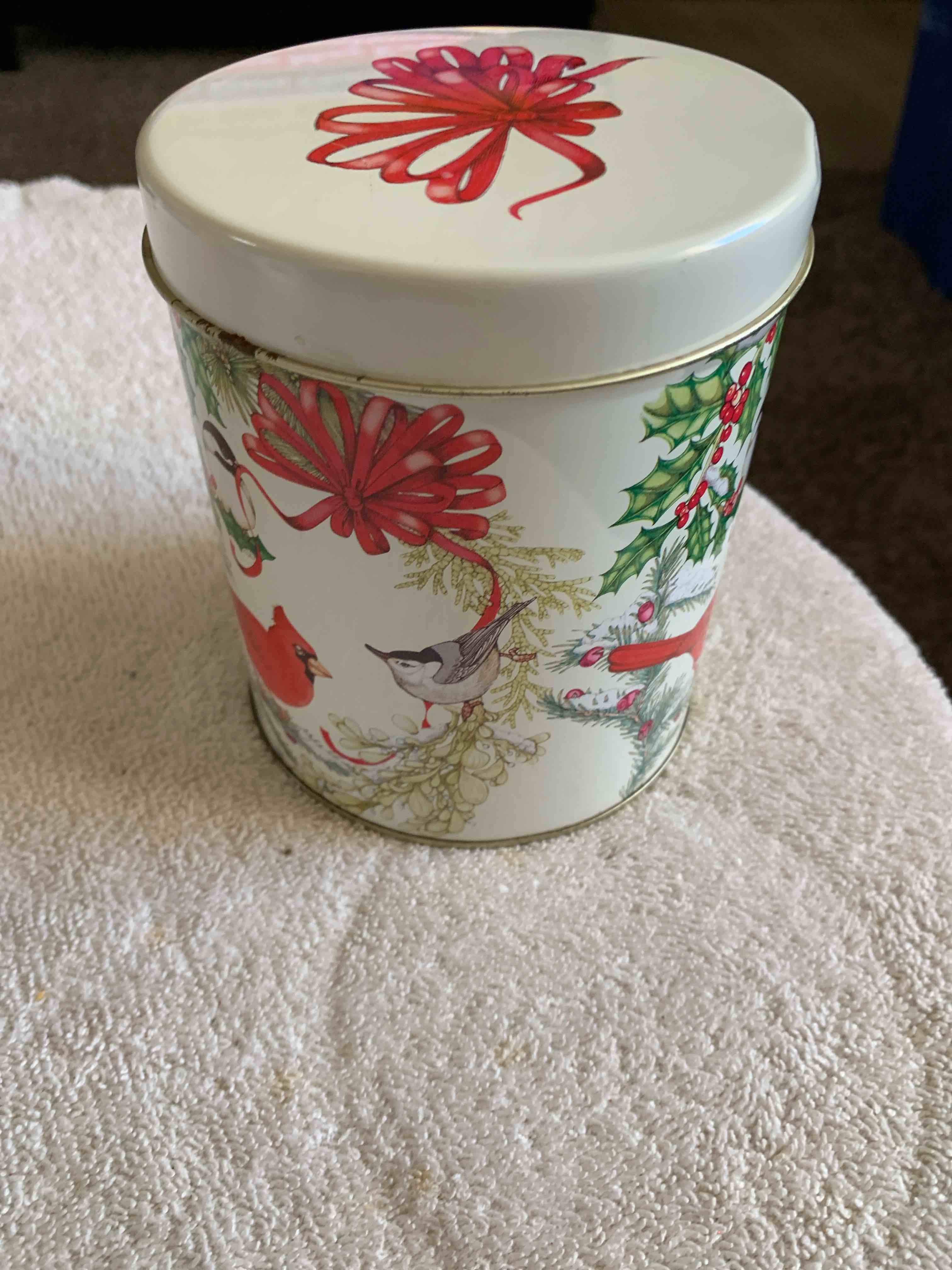 Vintage Holiday Cardinal Tin
