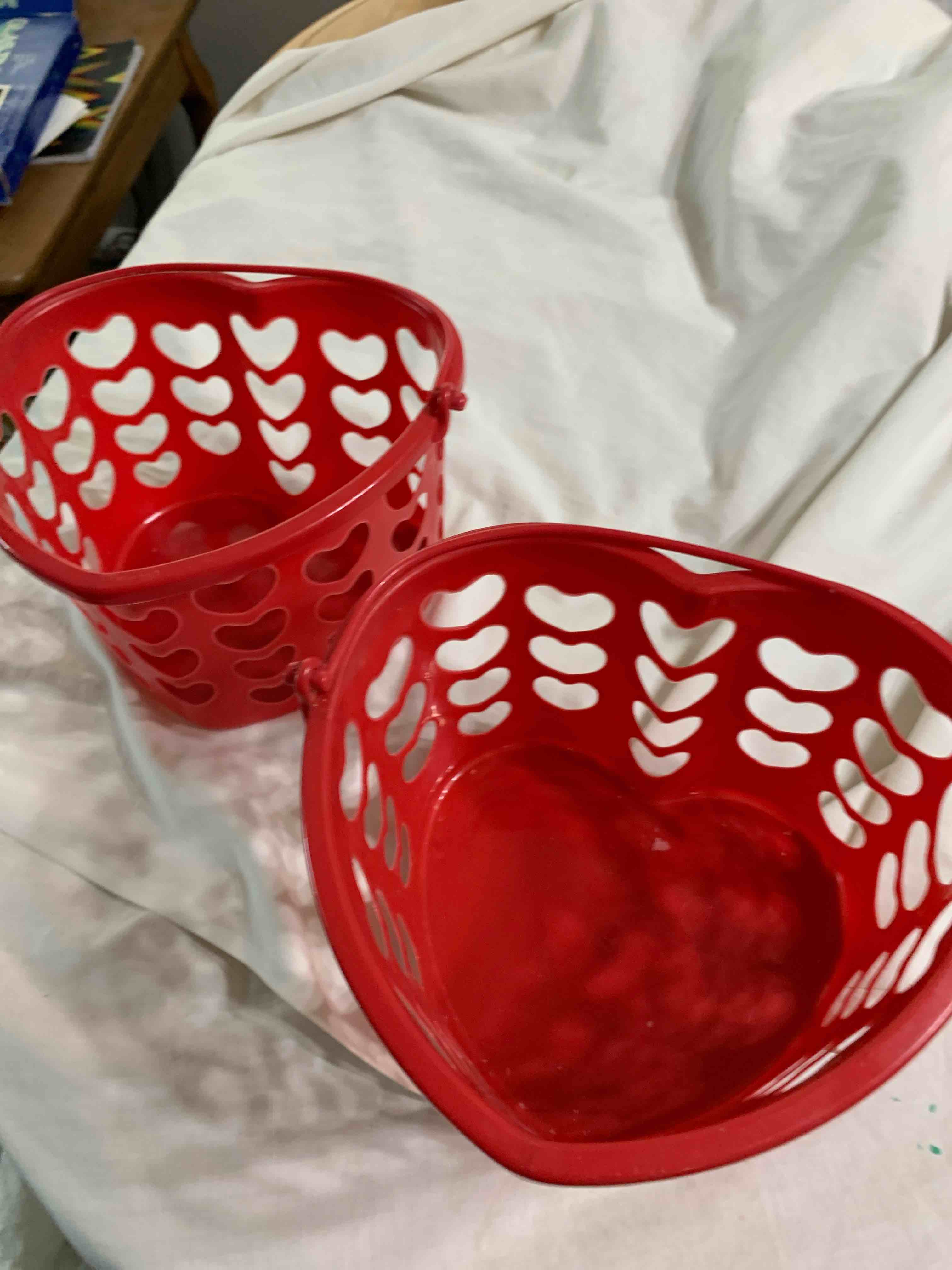2- Heart Shaped Plastic Baskets 
