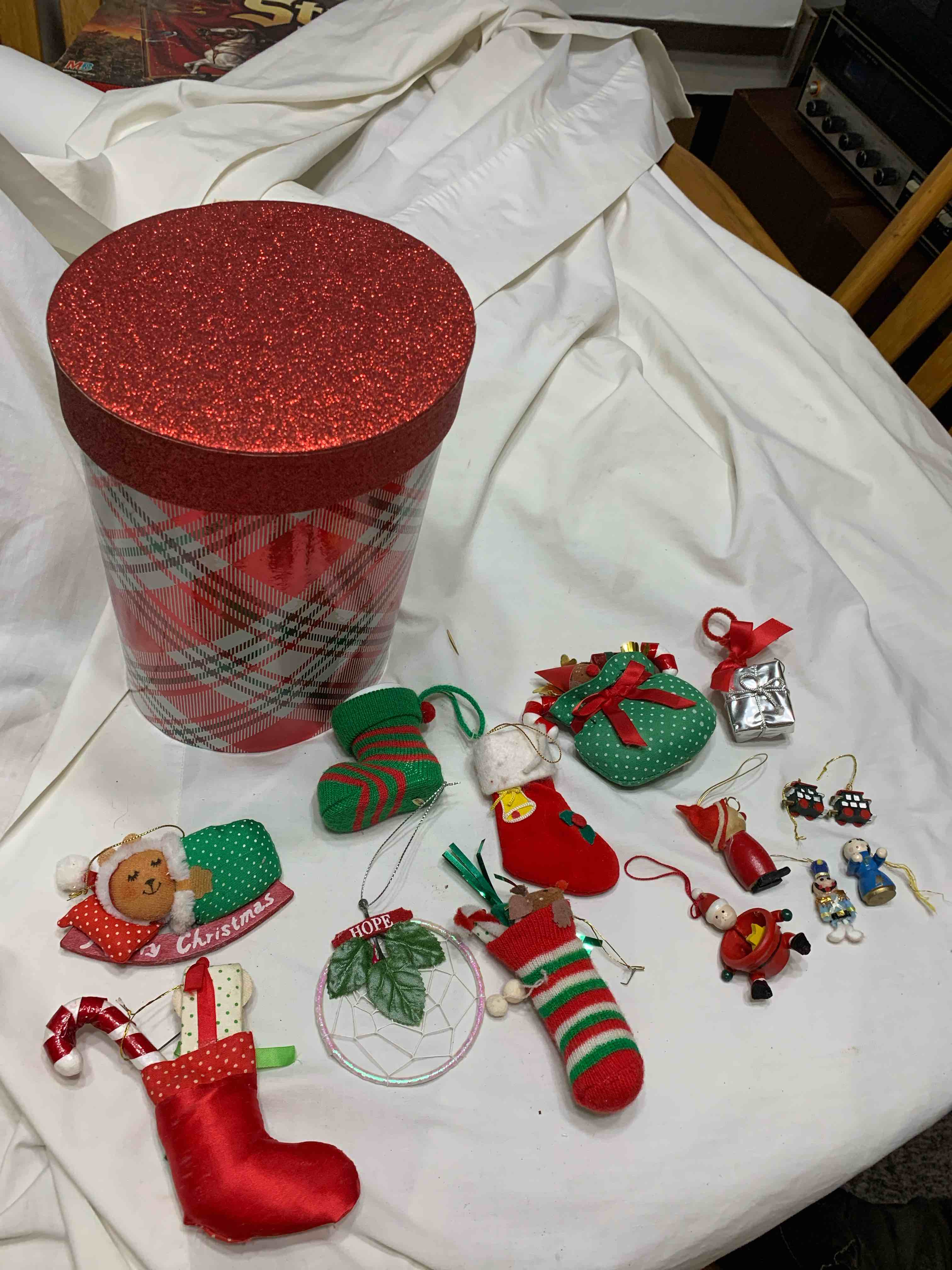 Box of Christmas Ornaments