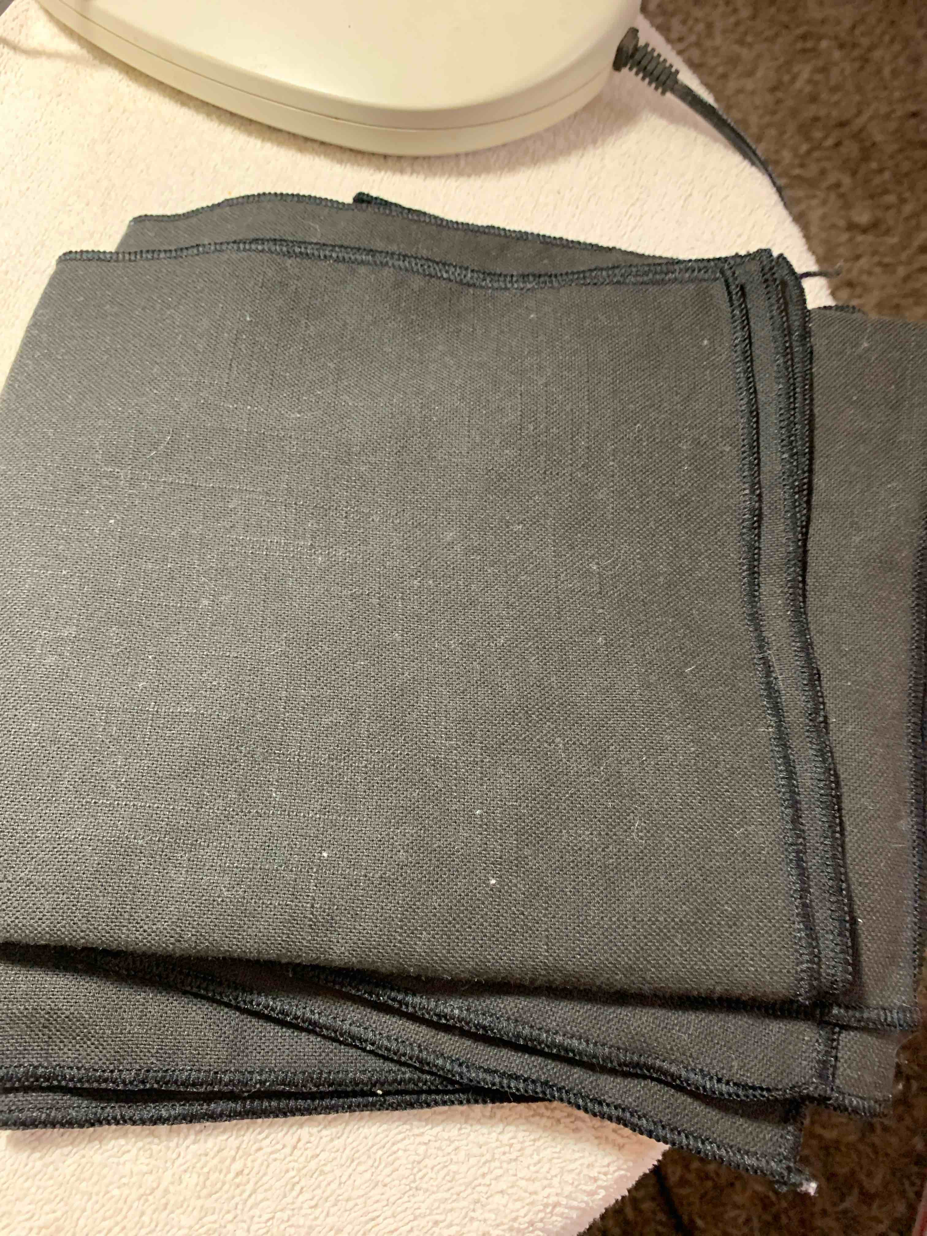 5 Black Cloth Napkins, 15” X 15”