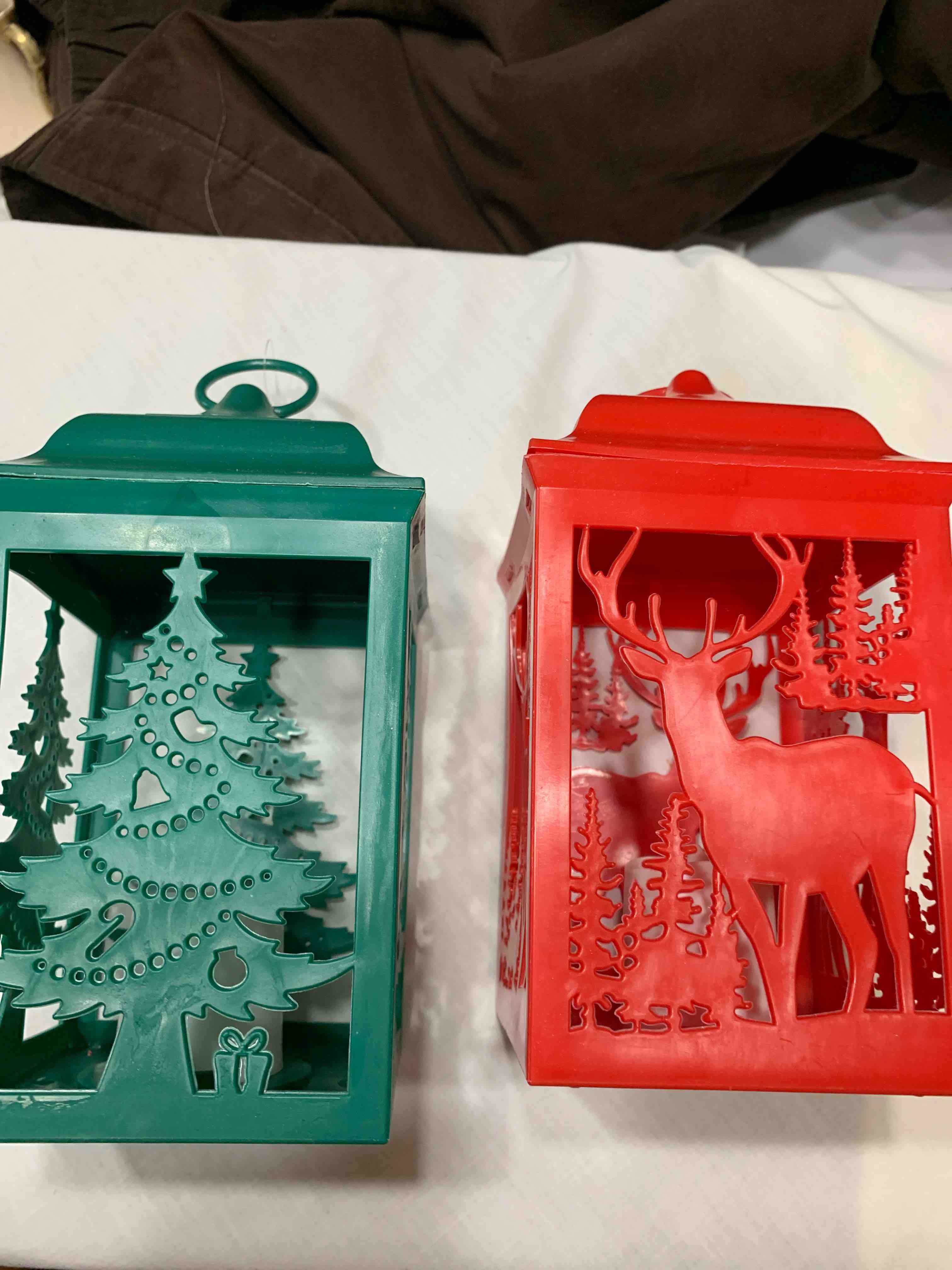 2 Plastic Christmas Lanterns 