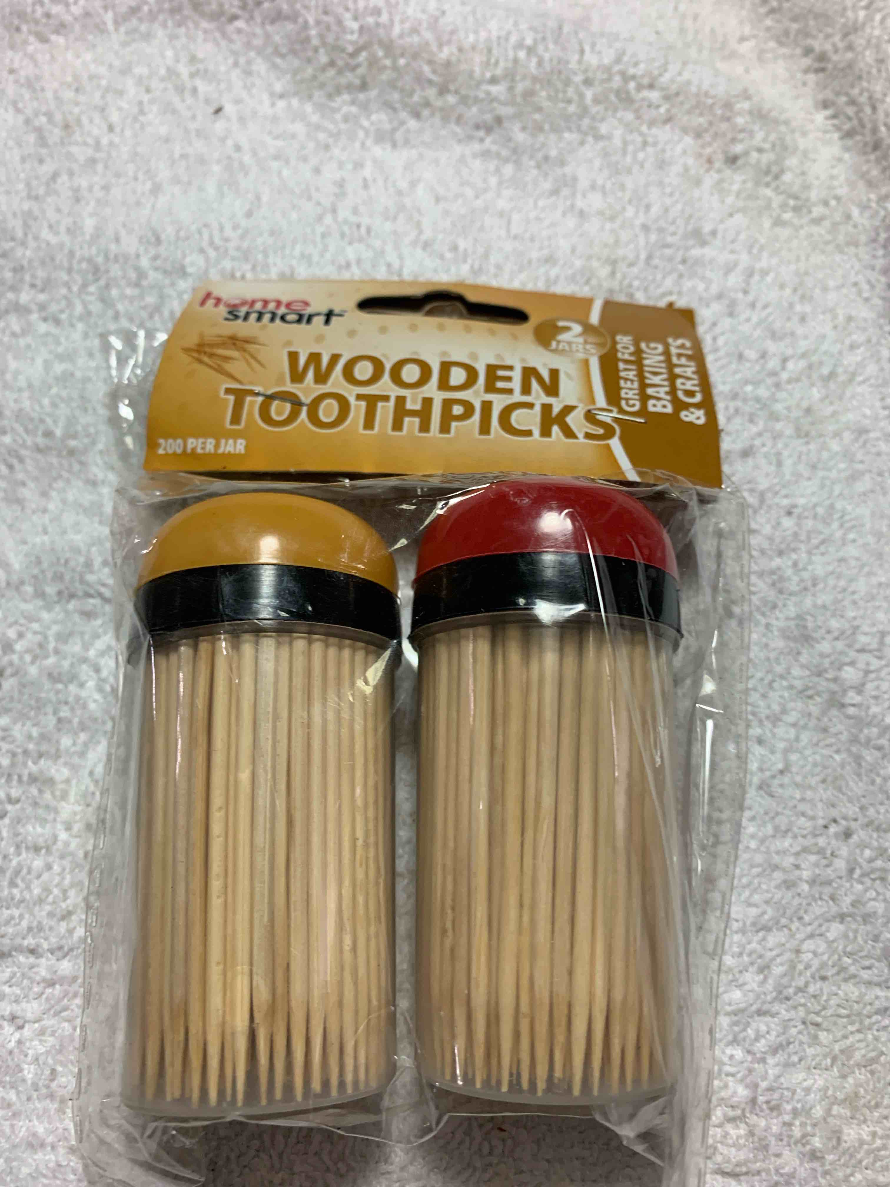 2 Jars of Wooden Toothpicks, 200 per Jar