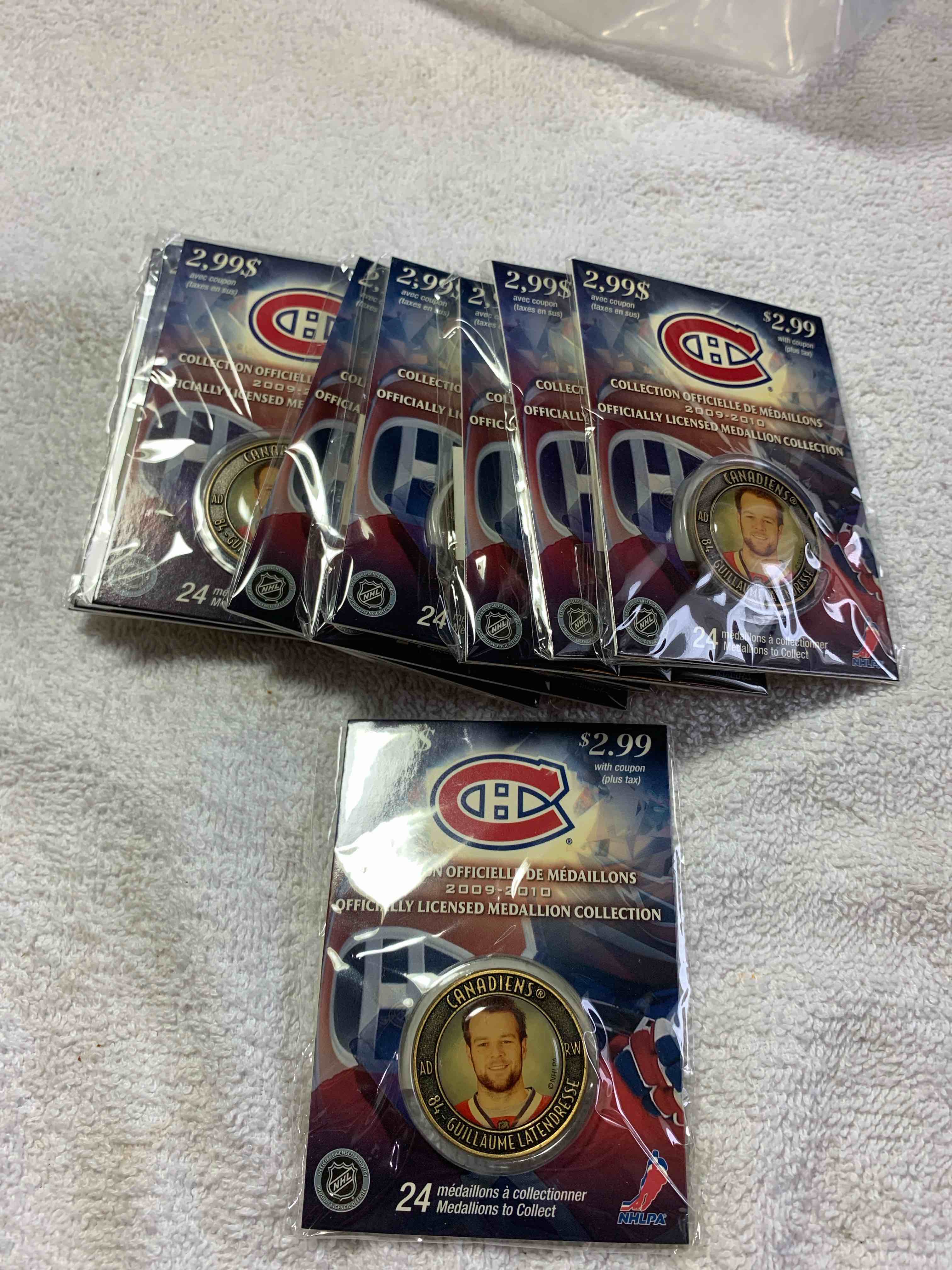 Lot of 10, 2009 NHL Medallions, Guillaume Latendresse