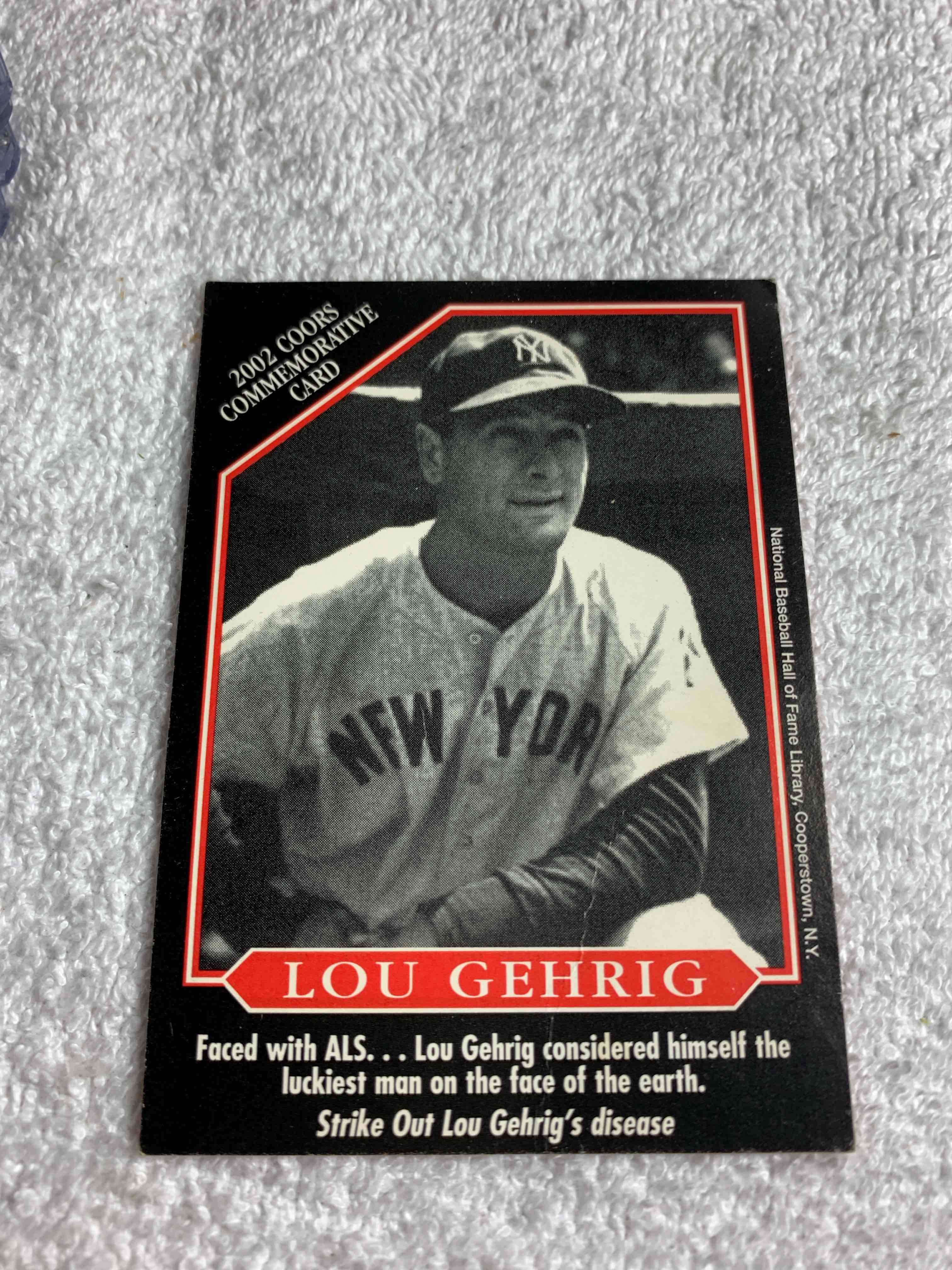 2002 Coors Commemorative Card, Lou Gehrig 