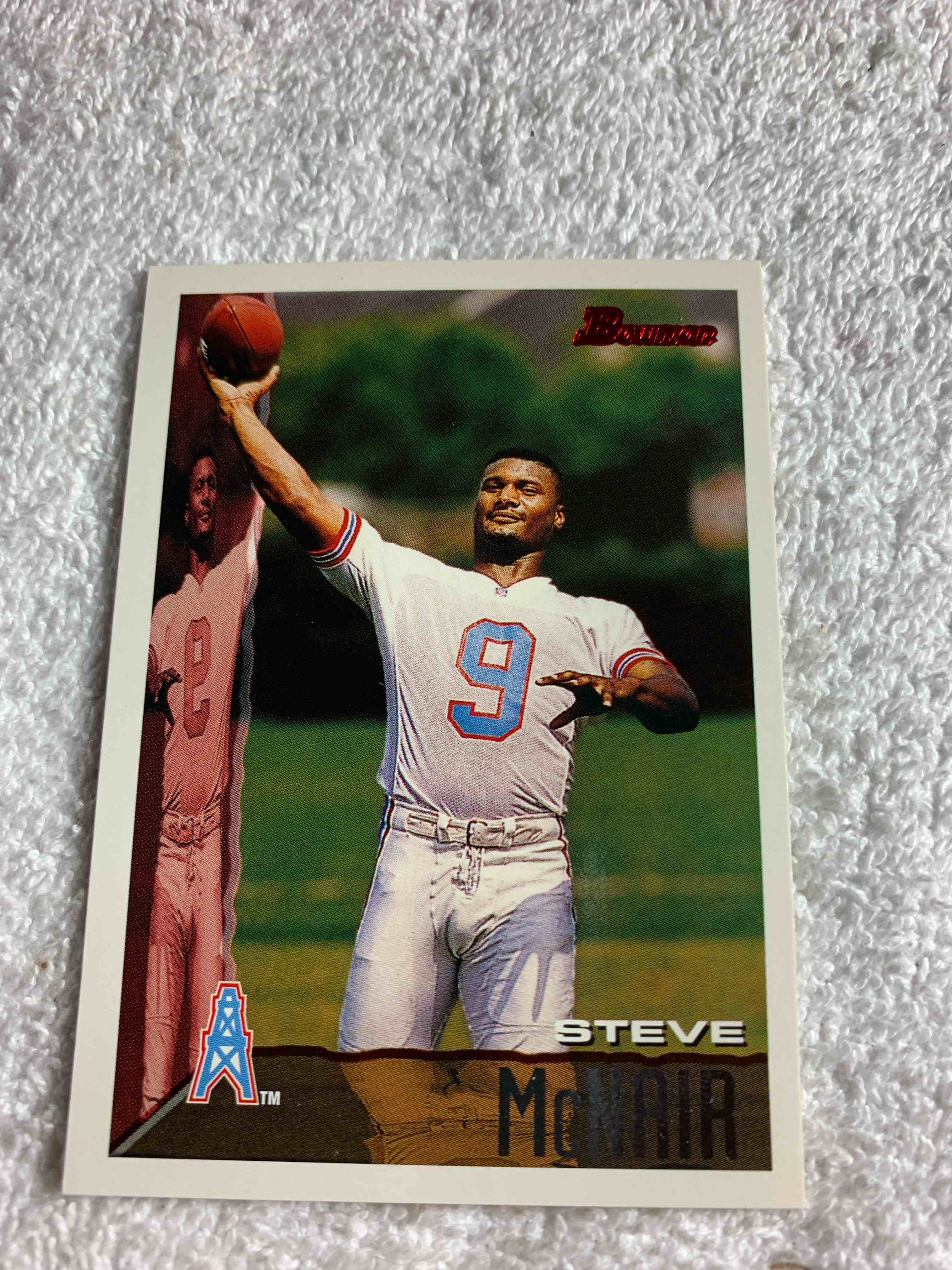Condition photo showing Good Condition for 1995 Bowman # 3, Steve McNair Rookie Card 