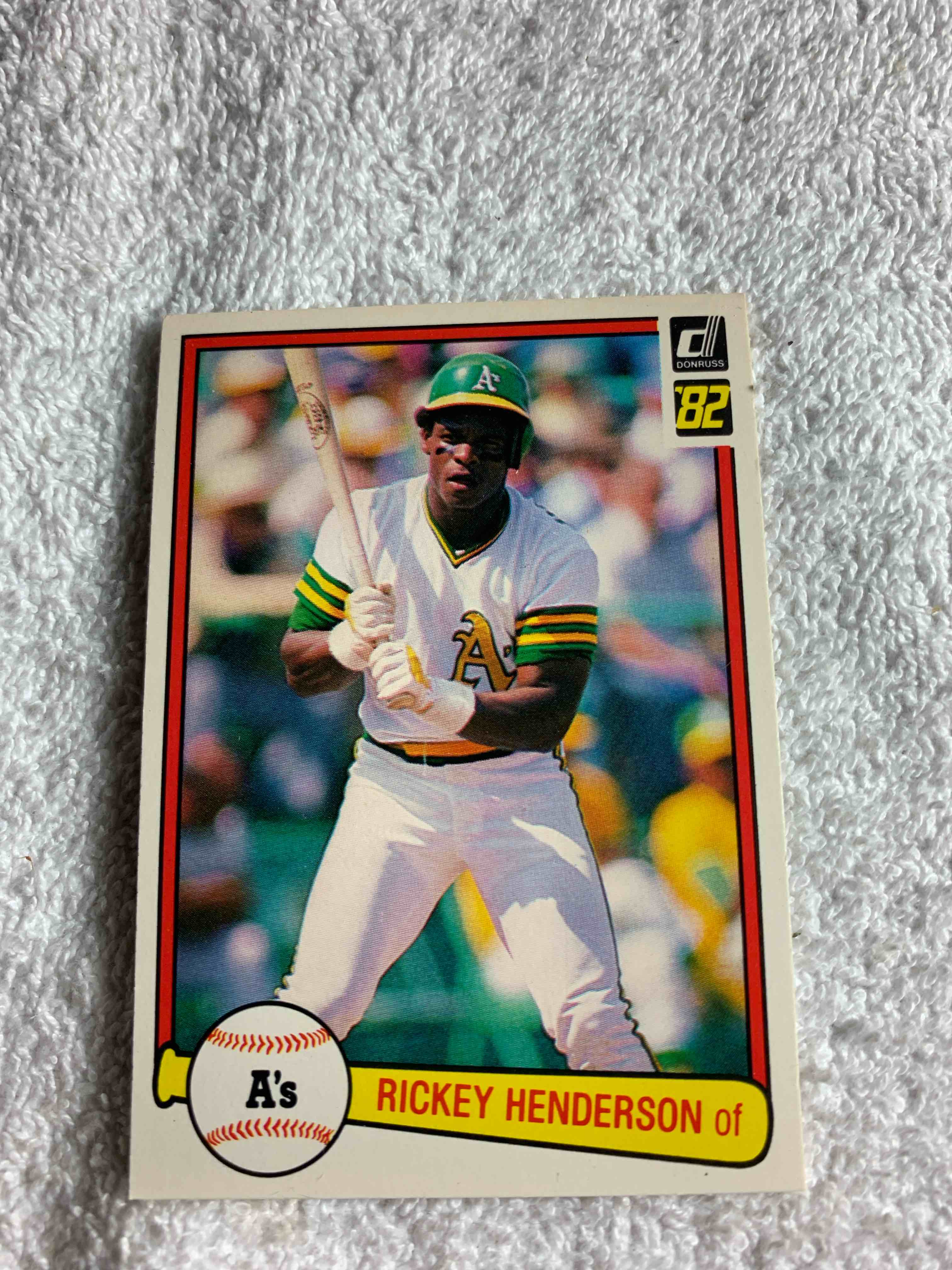 Condition photo showing Good Condition for 1982 Donruss # 113, Rickey Henderson 