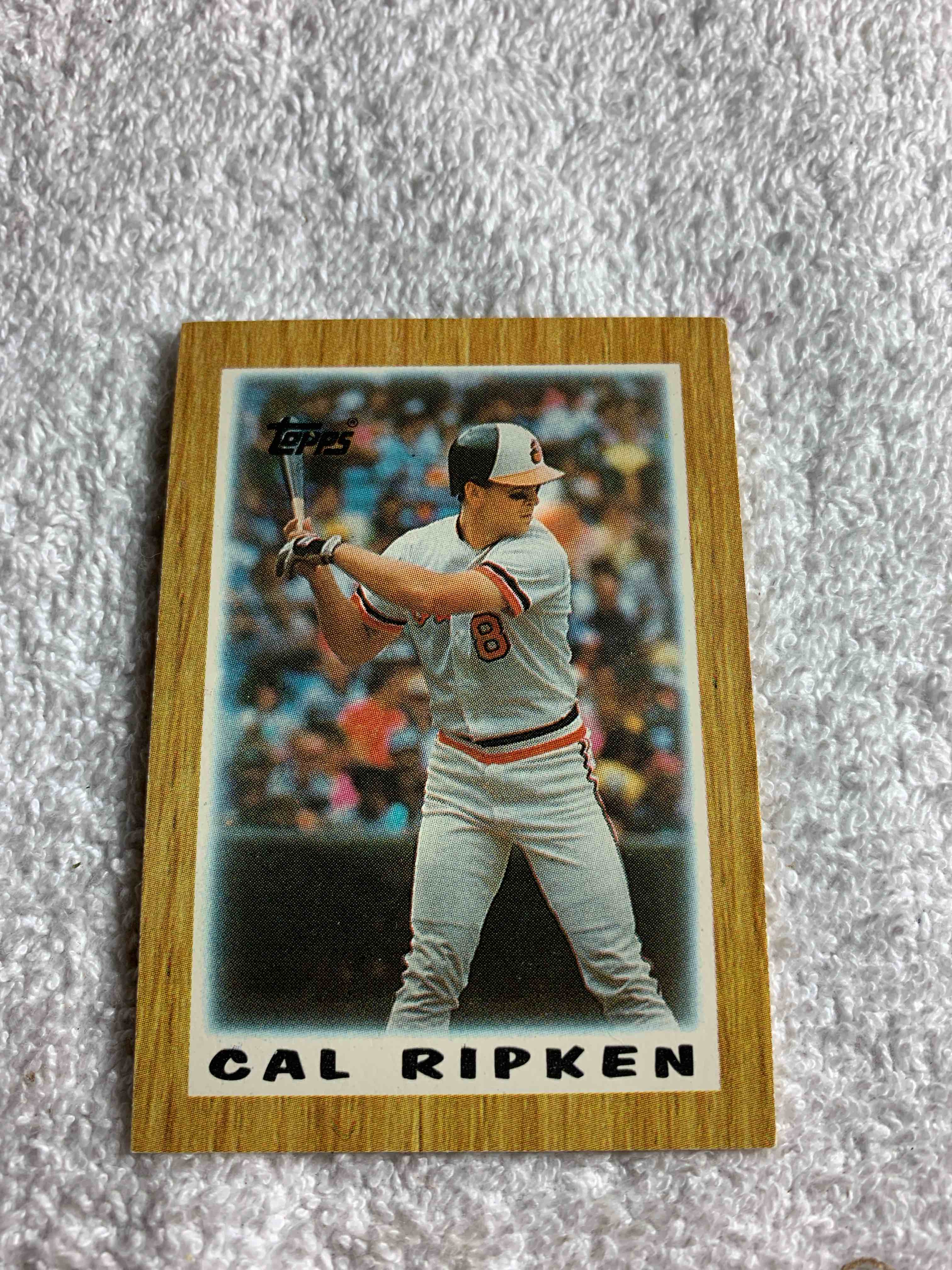 Condition photo showing Good Condition for 1987 Topps League Leaders # 40, Cal Ripken