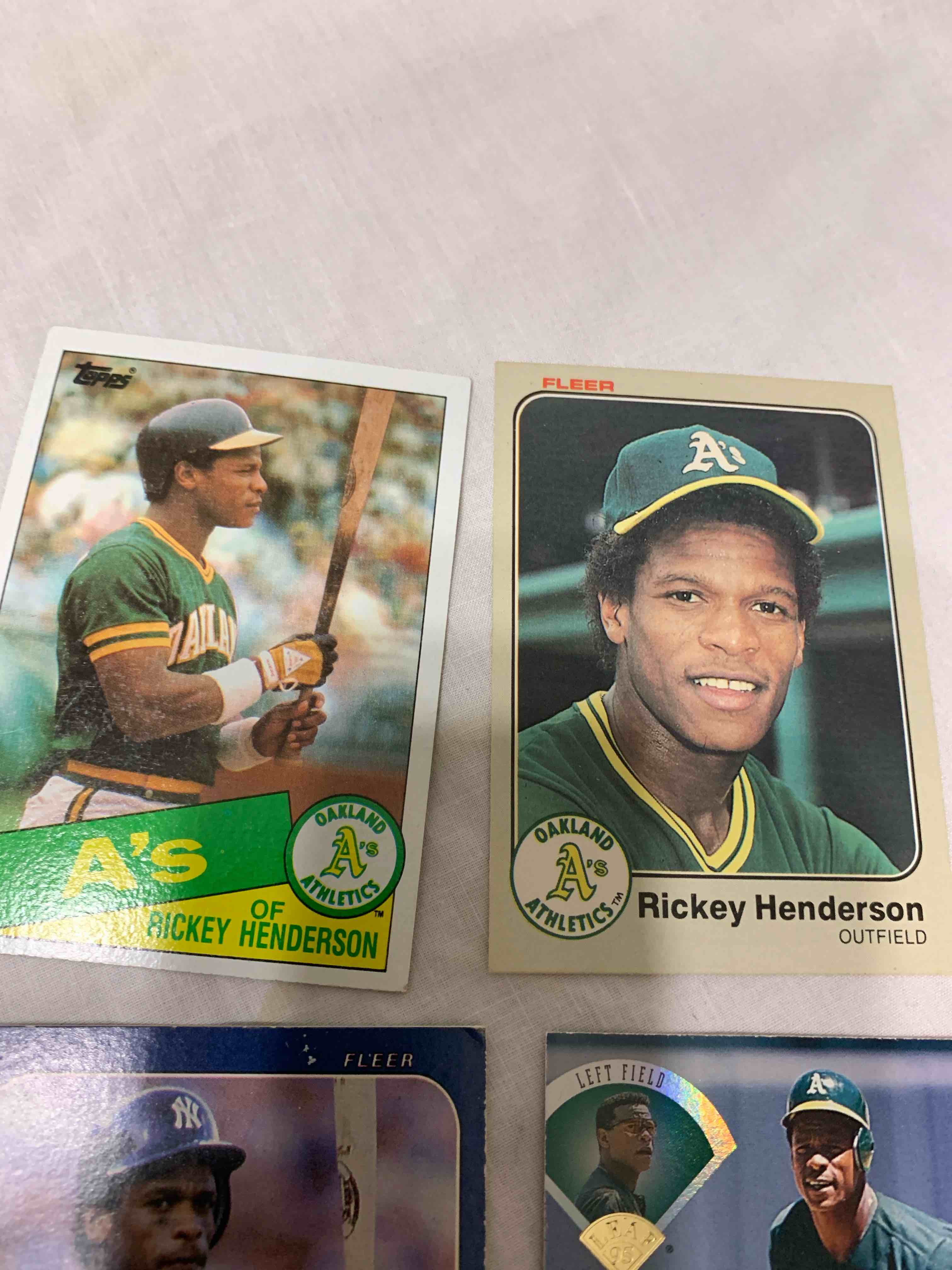 Condition photo showing Good Condition for Lot of 9 - Vintage Rickey Henderson Baseball Cards 