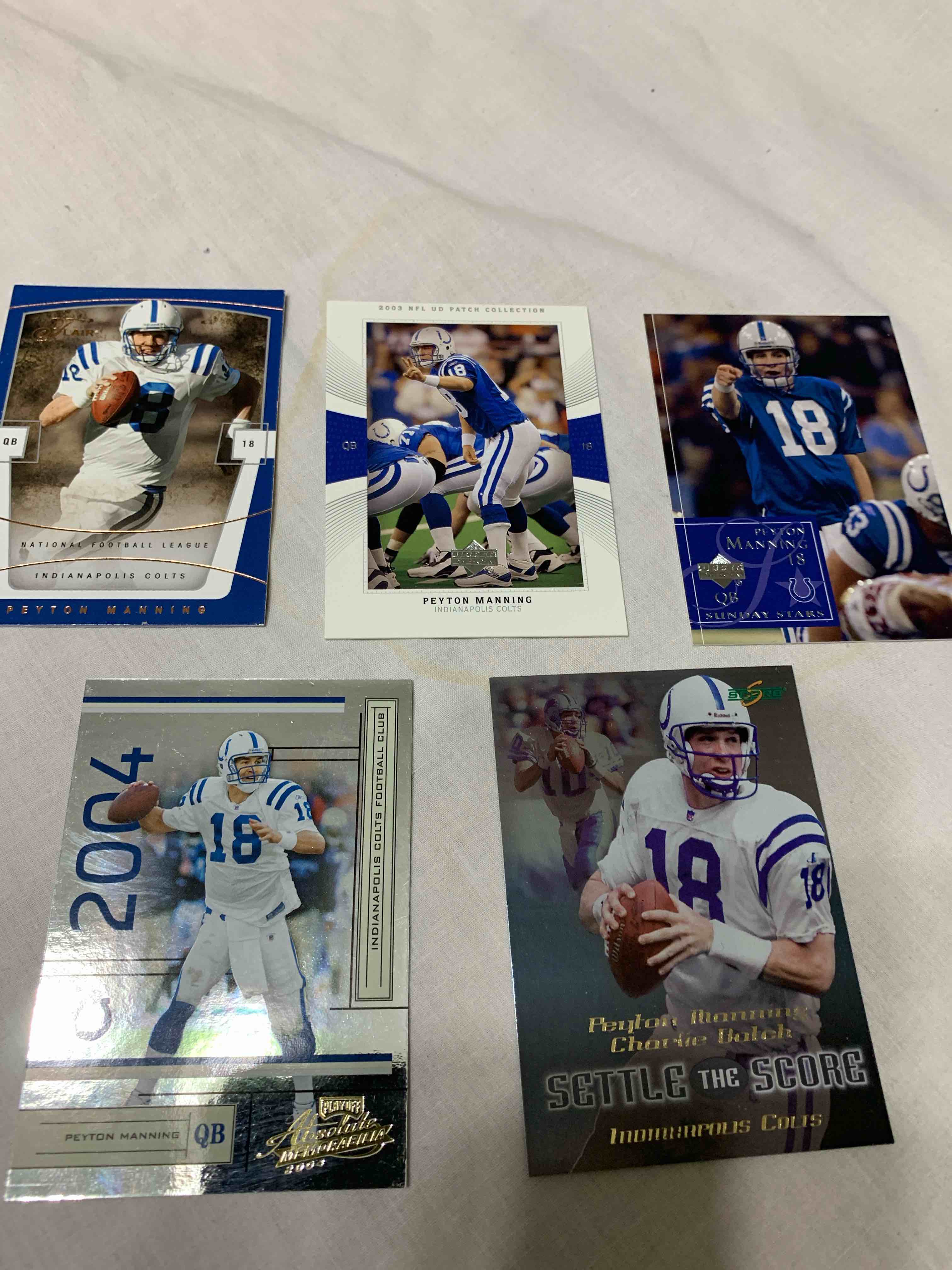 Lot of 5 - Peyton Manning Football Cards