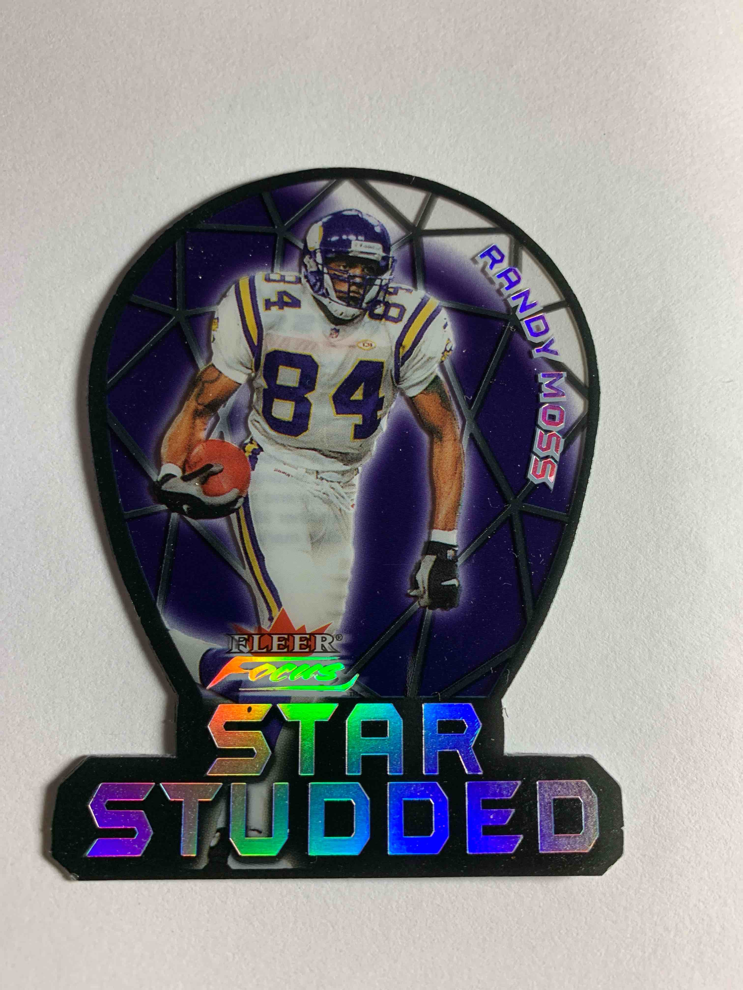 Condition photo showing Good Condition for 2000 Fleer Focus Star Studded # 6, Randy Moss